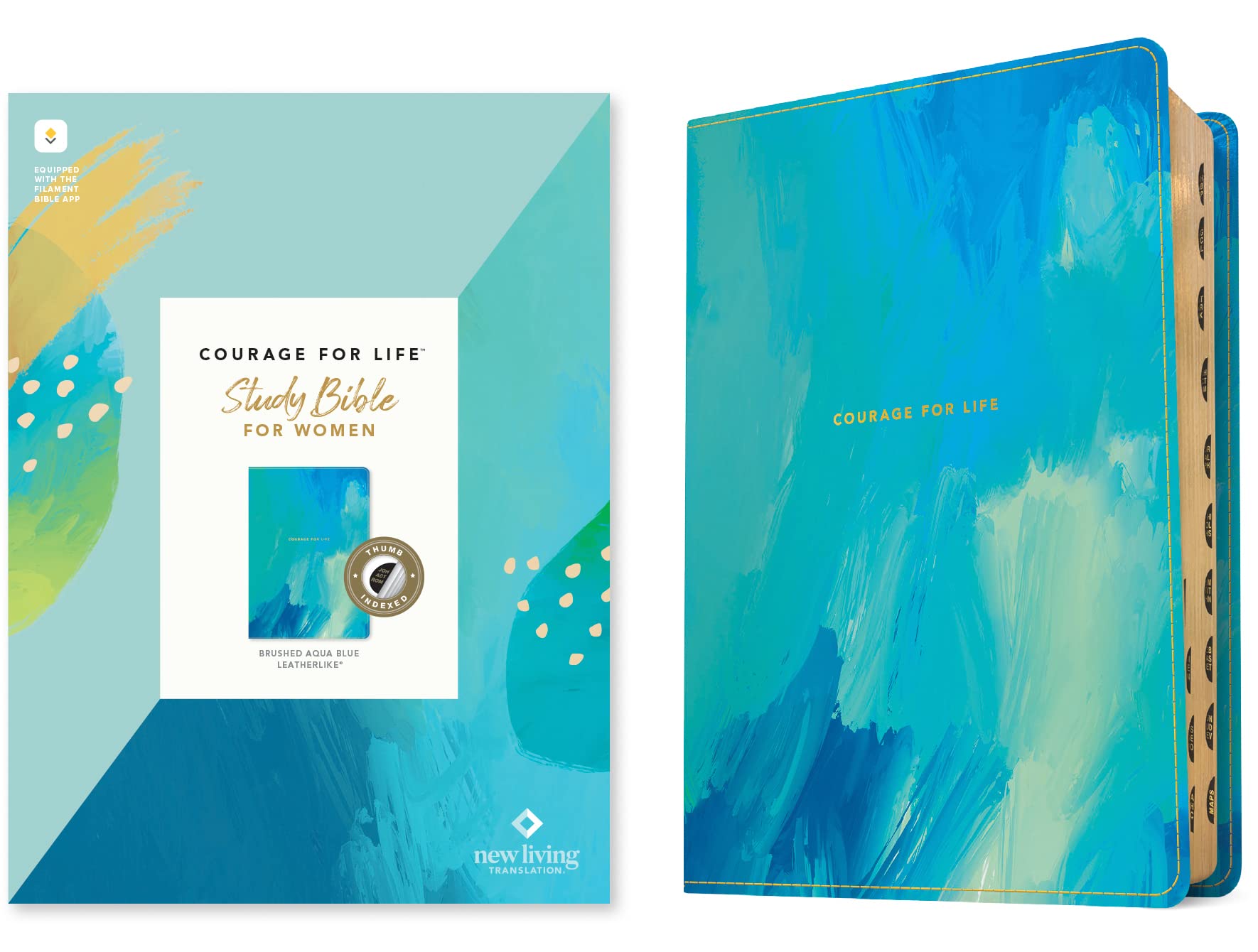 Courage for Life Study Bible for Women: New Living Translation, Brushed Aqua Blue, Leatherlike, Filament Enabled Religion & Esotericism