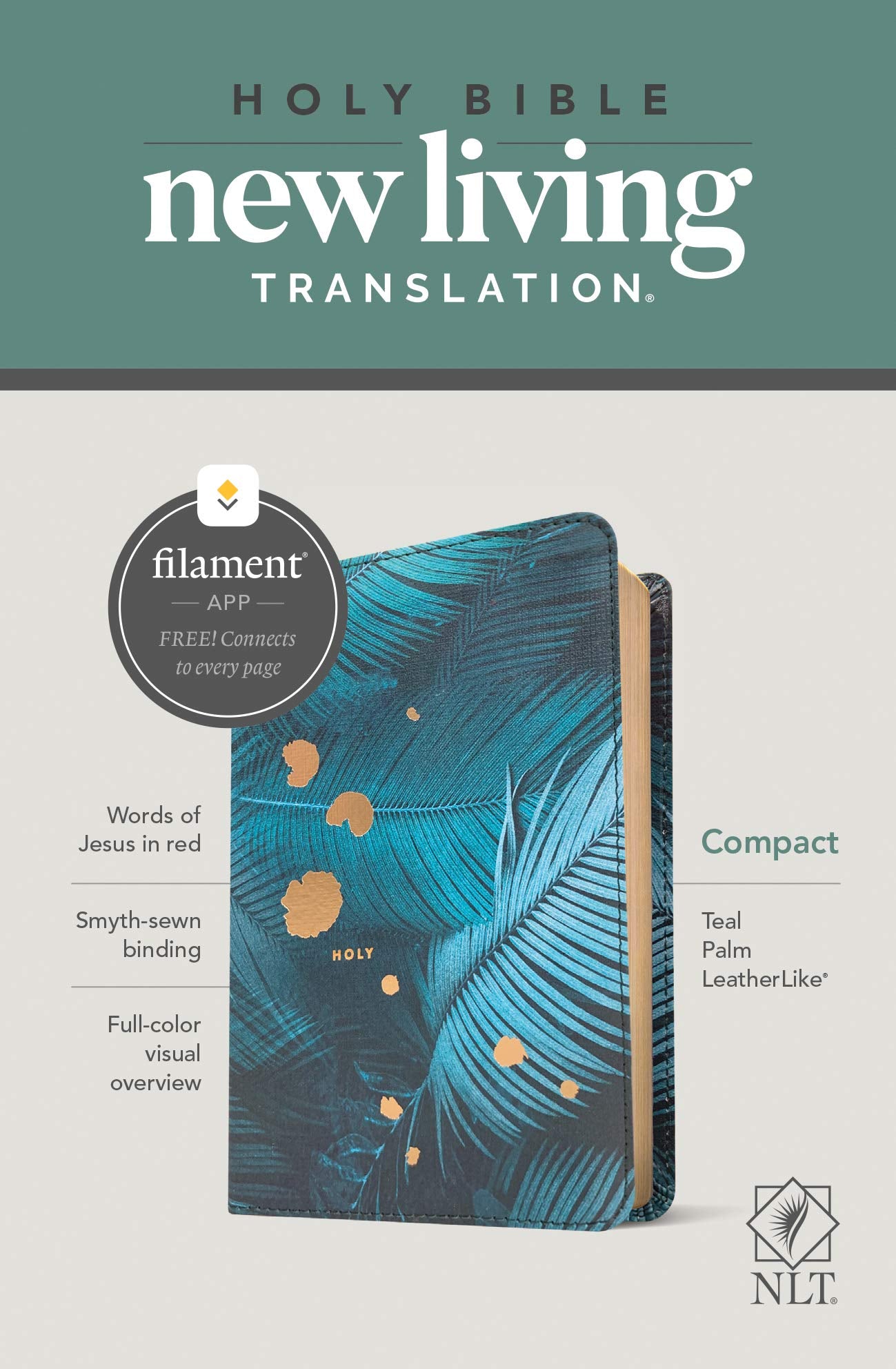 Holy Bible: New Living Translation, Teal Palm, Leatherlike, Filament Enabled Edition, Red Letter Religion & Esotericism