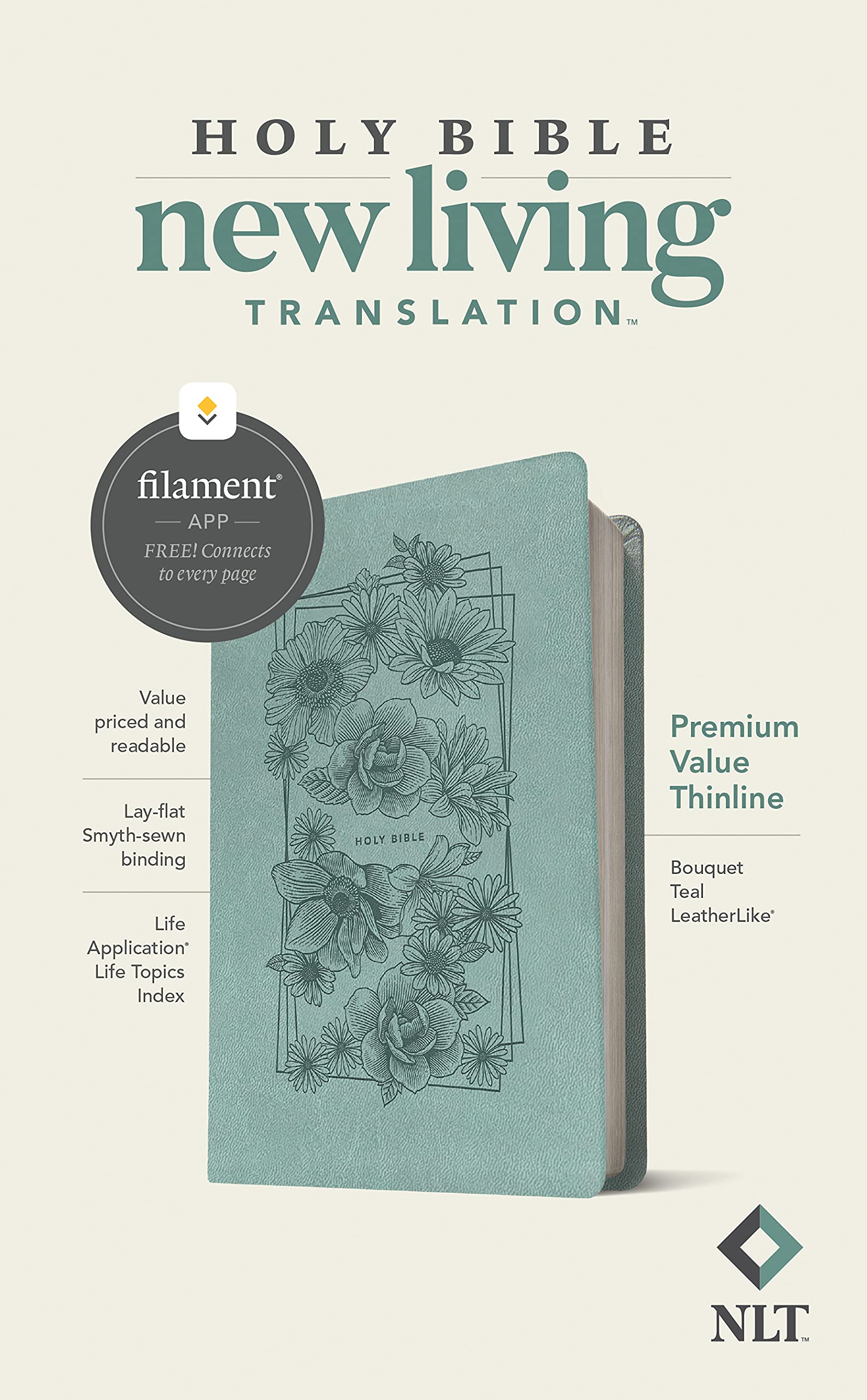 NLT Premium Value Thinline Bible, Filament Enabled (Leatherlike, Bouquet Teal) Religion & Esotericism