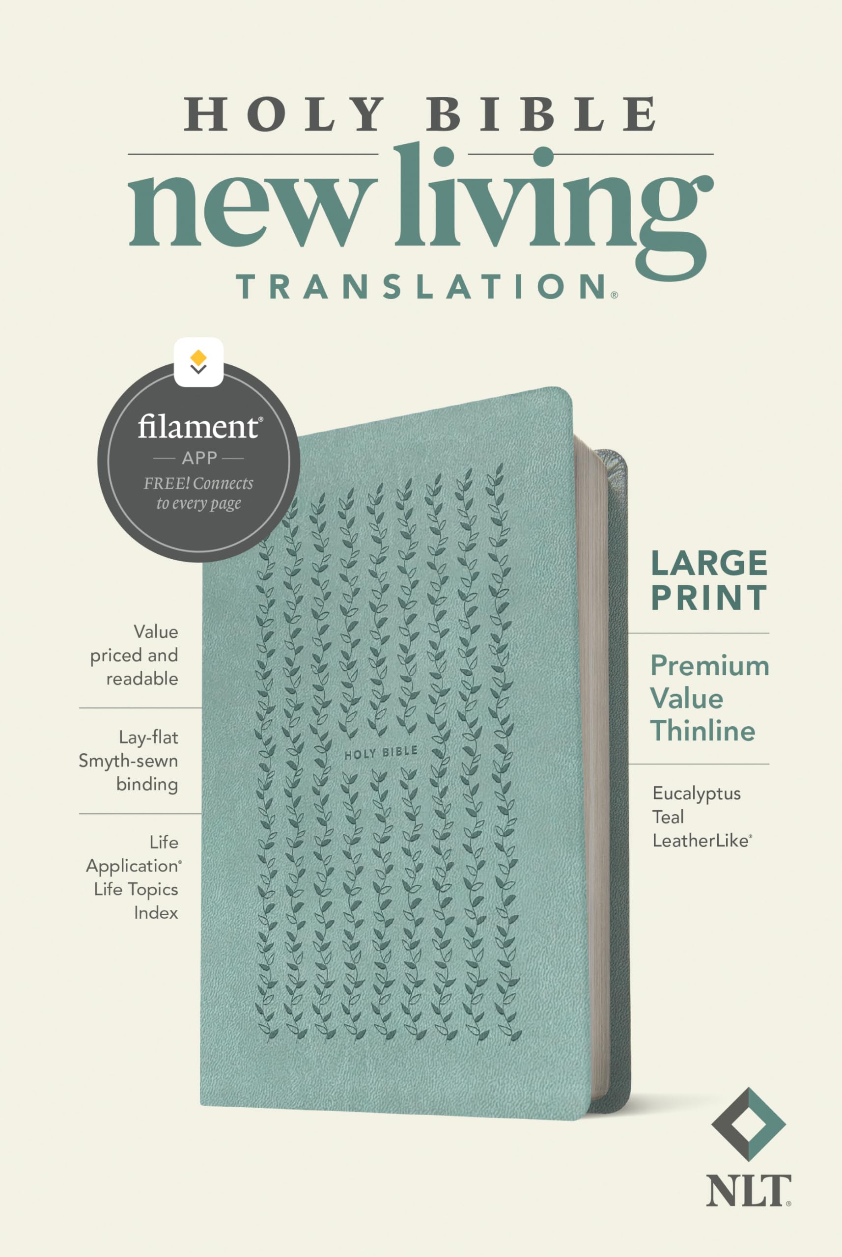Holy Bible: New Living Translation, Eucalyptus Teal, Leatherlike, Premium Value Thinline Bible, Filament Enabled Edition Religion & Esotericism