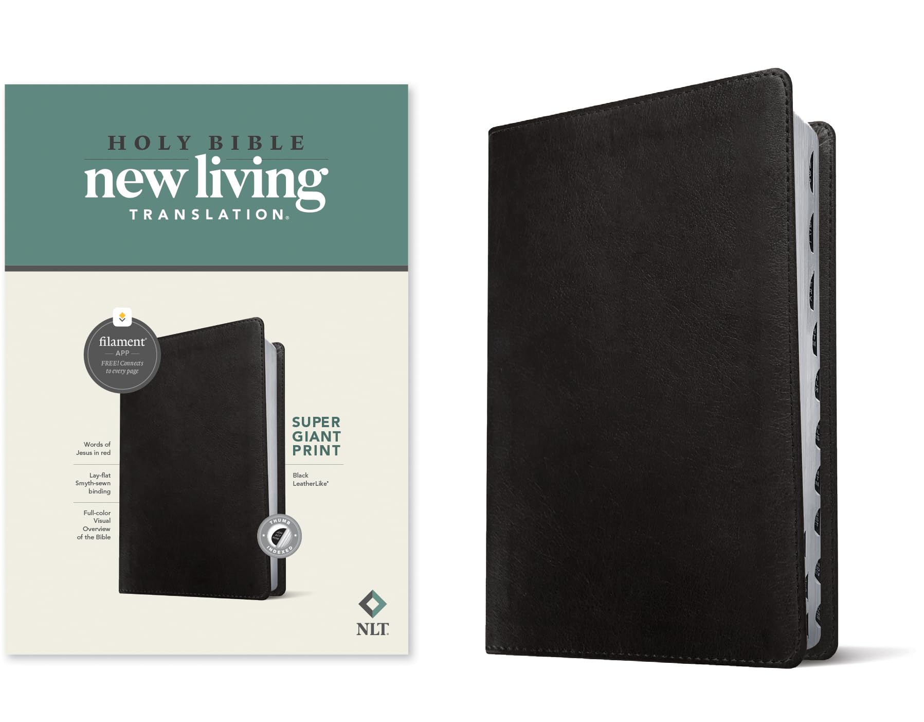 Holy Bible: Nlt Super Giant Print Bible, Filament Enabled Edition Red Letter, Leatherlike, Black Religion & Esotericism
