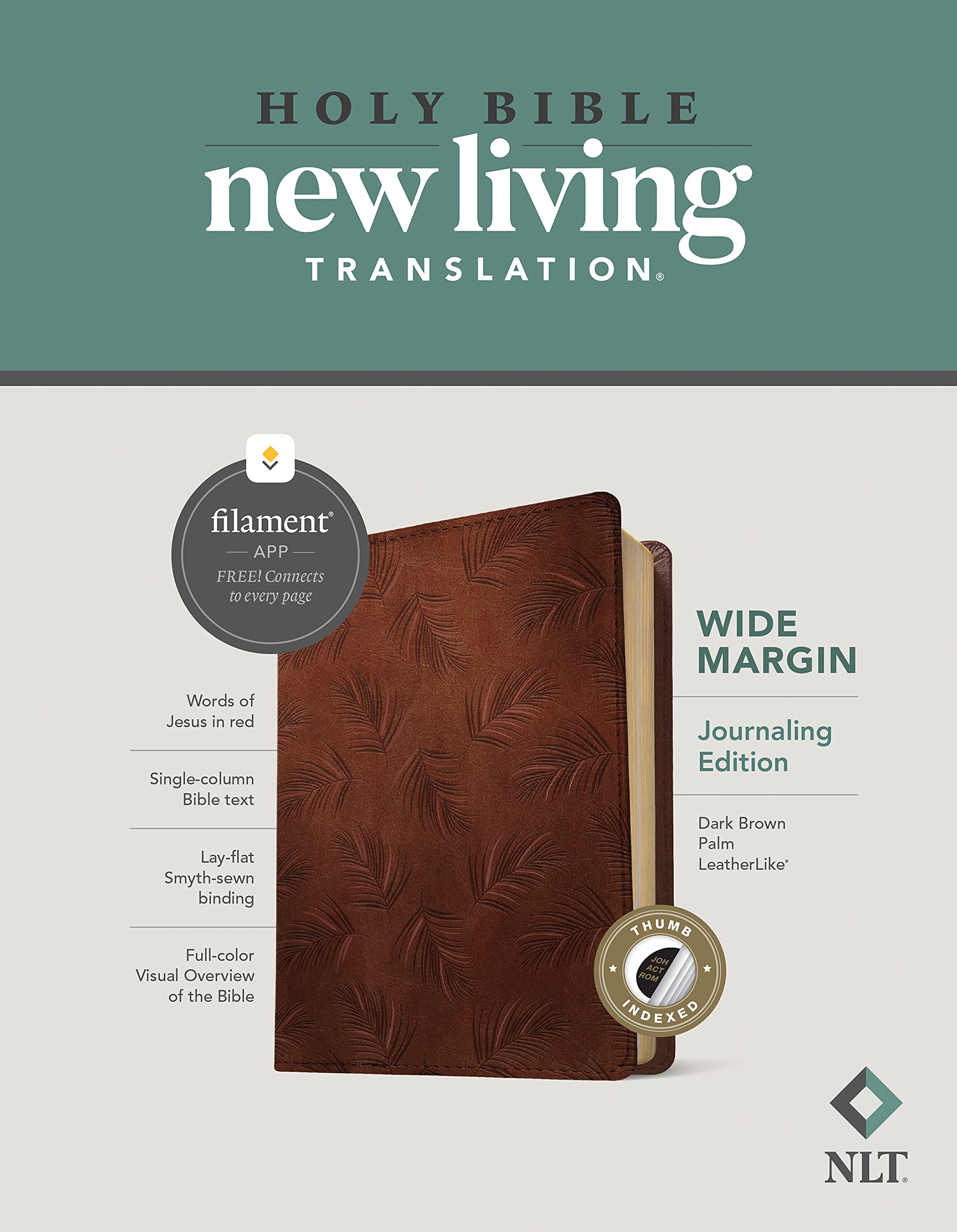 Nlt Wide Margin Bible, Filament Enabled Edition Red Letter, Leatherlike, Dark Brown Palm Religion & Esotericism