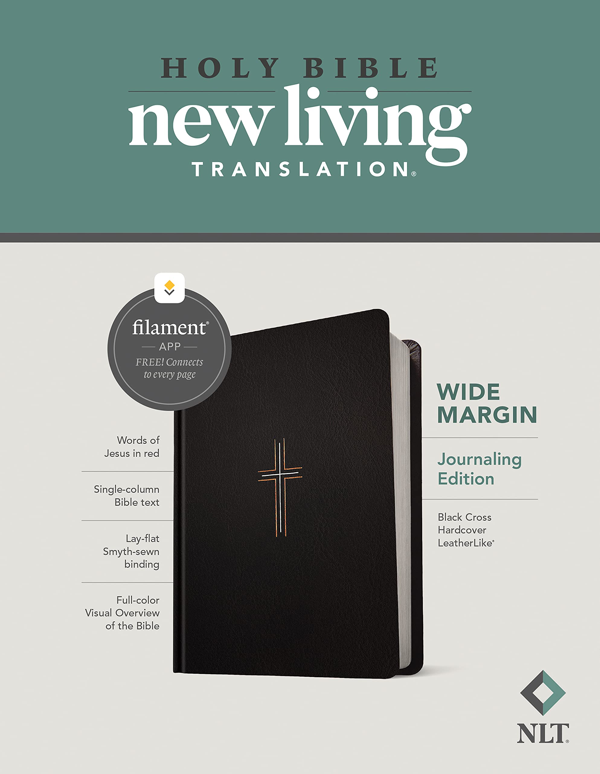 Holy Bible: Nlt Wide Margin, Filament Enabled, Black Cross Leatherlike, Journaling Edition Religion & Esotericism