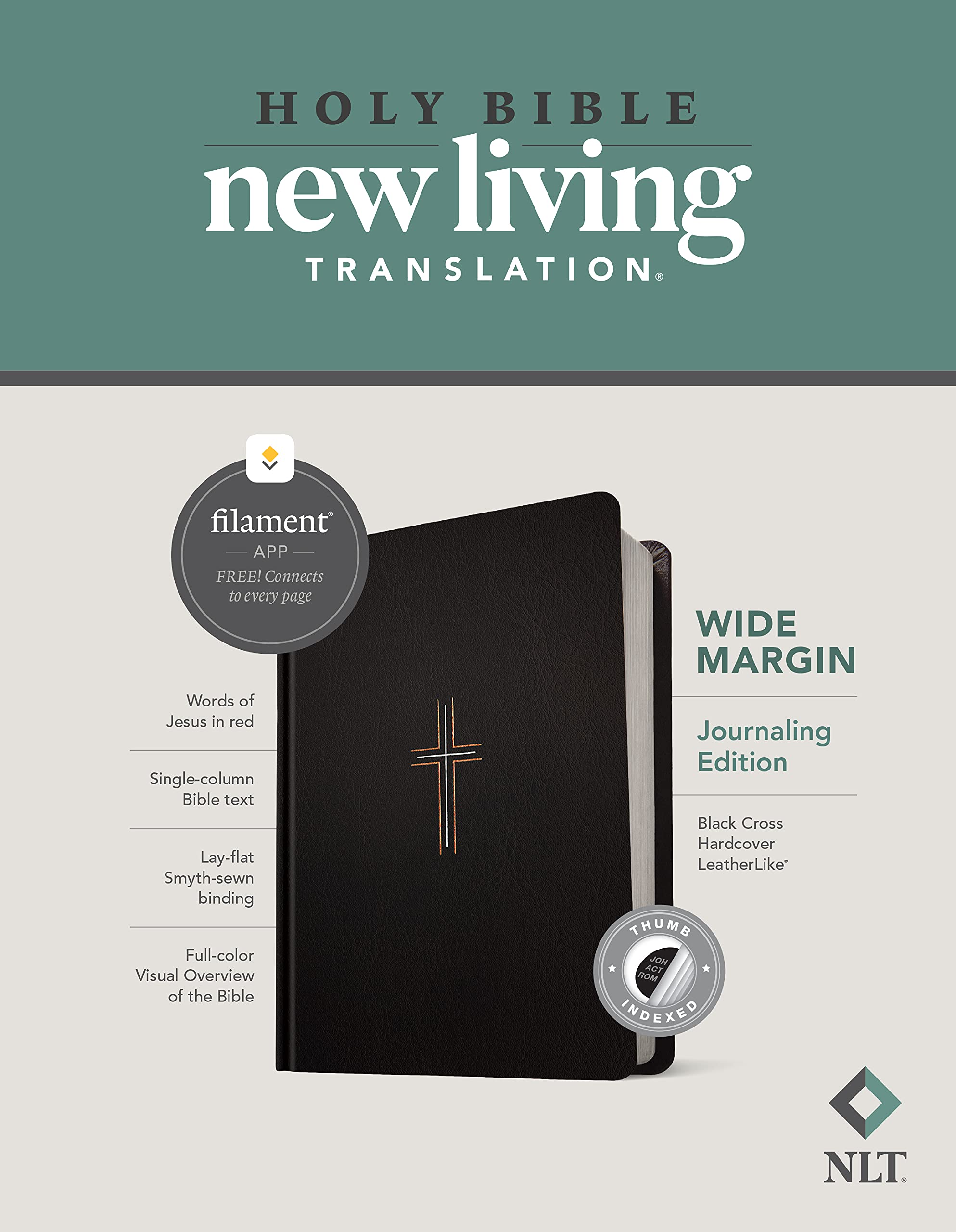 Nlt Wide Margin Bible, Filament Enabled Edition Red Letter, Leatherlike, Black Cross Religion & Esotericism