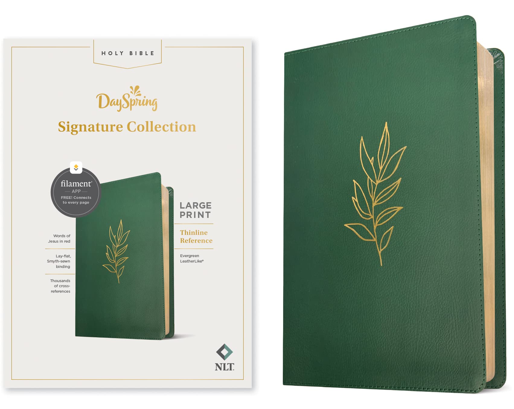 NLT Large Print Thinline Reference Bible, Dayspring Signature Collection, Filament Enabled (Leatherlike, Evergreen, Red Letter) Religion & Esotericism