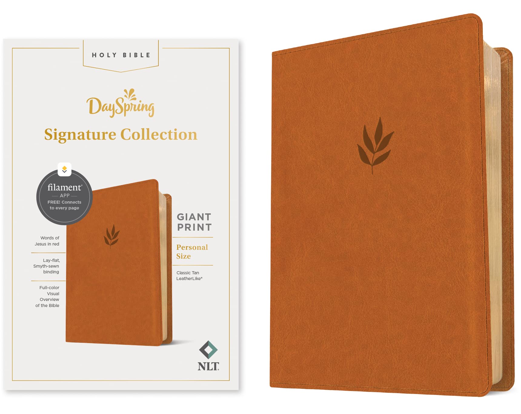 NLT Personal Size Giant Print Bible, Filament-Enabled Edition (Leatherlike, Classic Tan, Red Letter): Dayspring Signature Collection Religion & Esotericism
