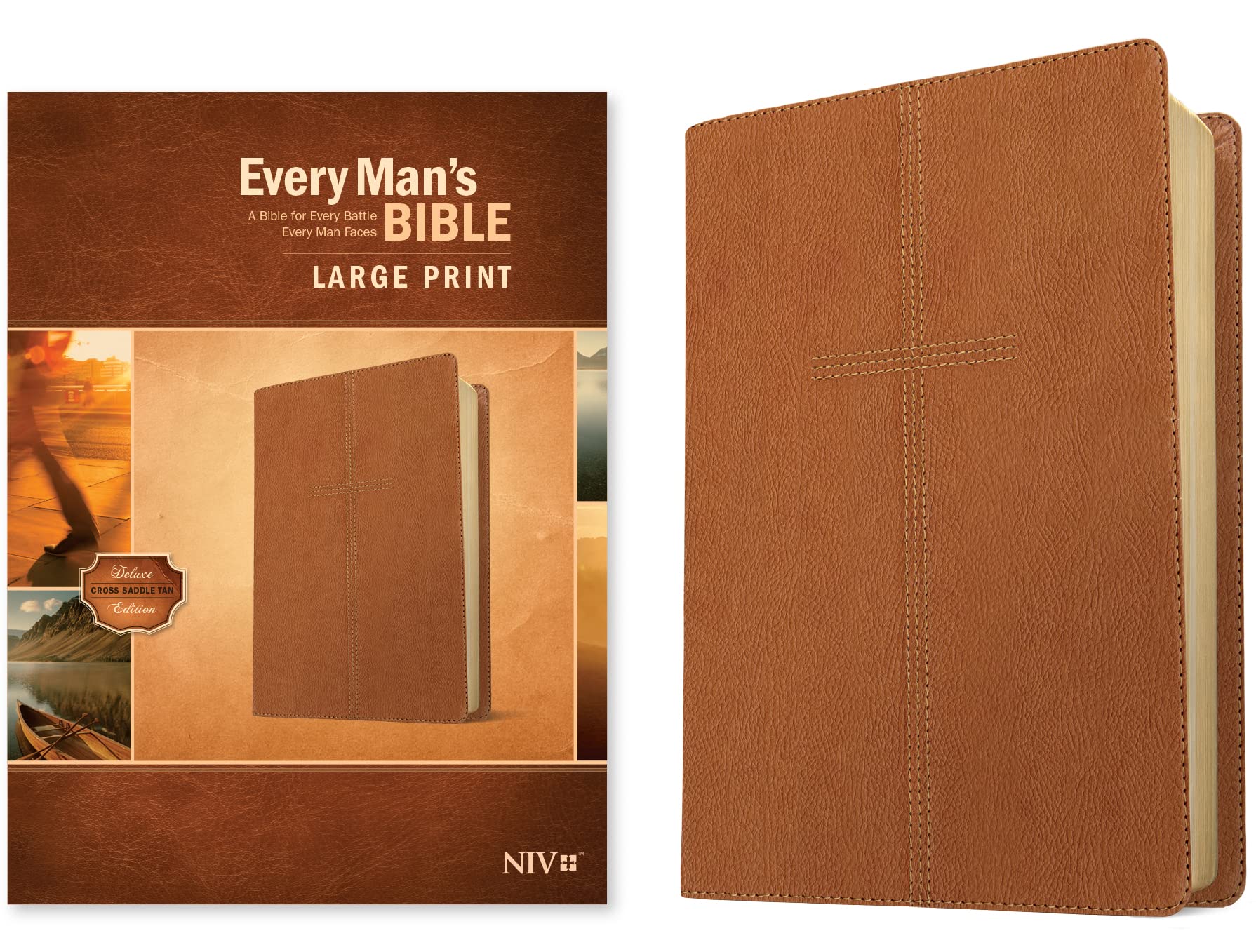 Every Man's Bible Niv, Large Print (Leatherlike, Cross Saddle Tan) Religion & Esotericism