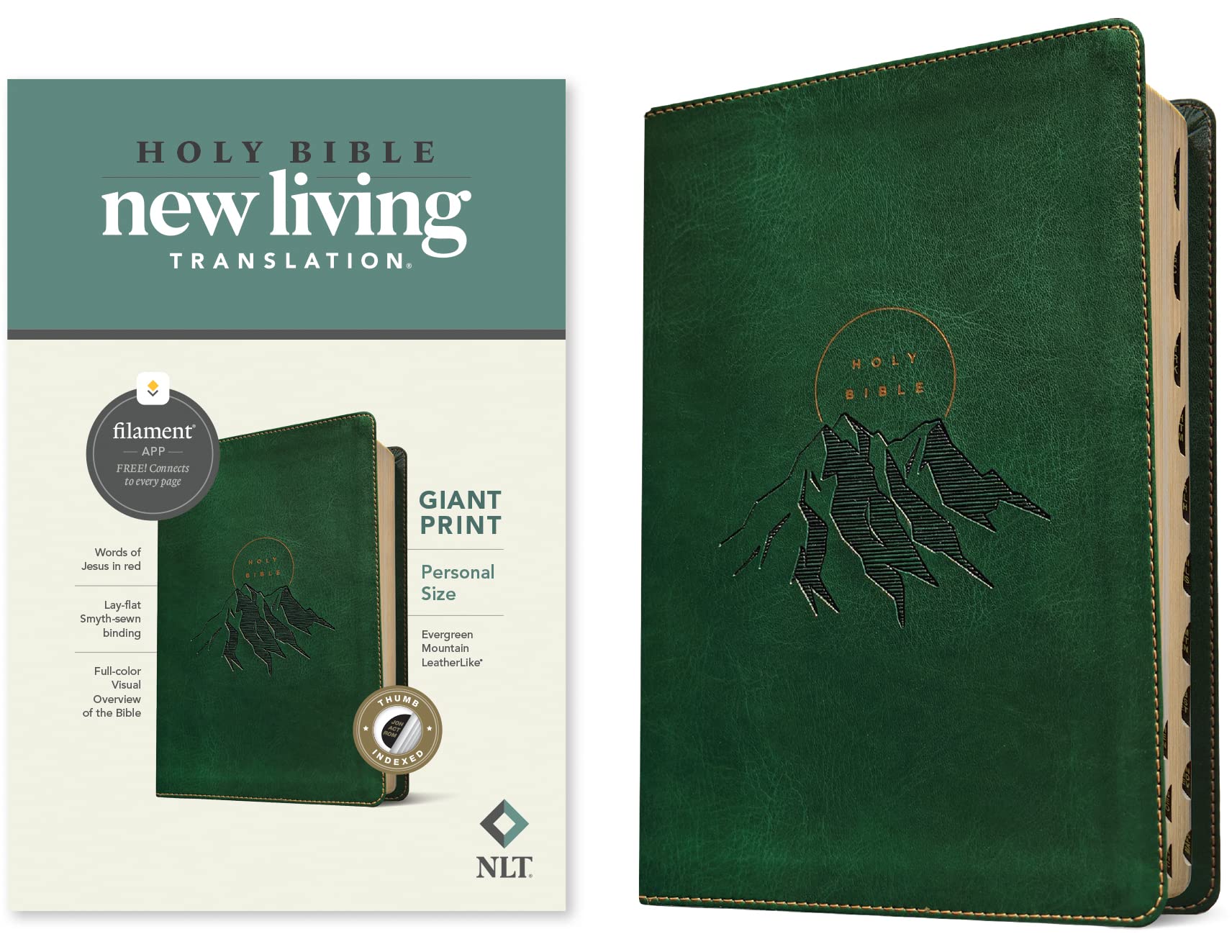 Holy Bible: Nlt Personal Size Bible, Filament Enabled Edition Leatherlike, Evergreen Mountain Religion & Esotericism