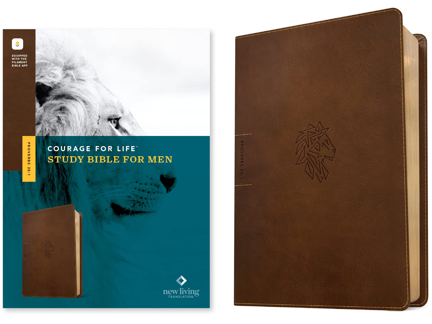 NLT Courage for Life Study Bible for Men, Filament Enabled (Leatherlike, Rustic Brown Lion) Religion & Esotericism
