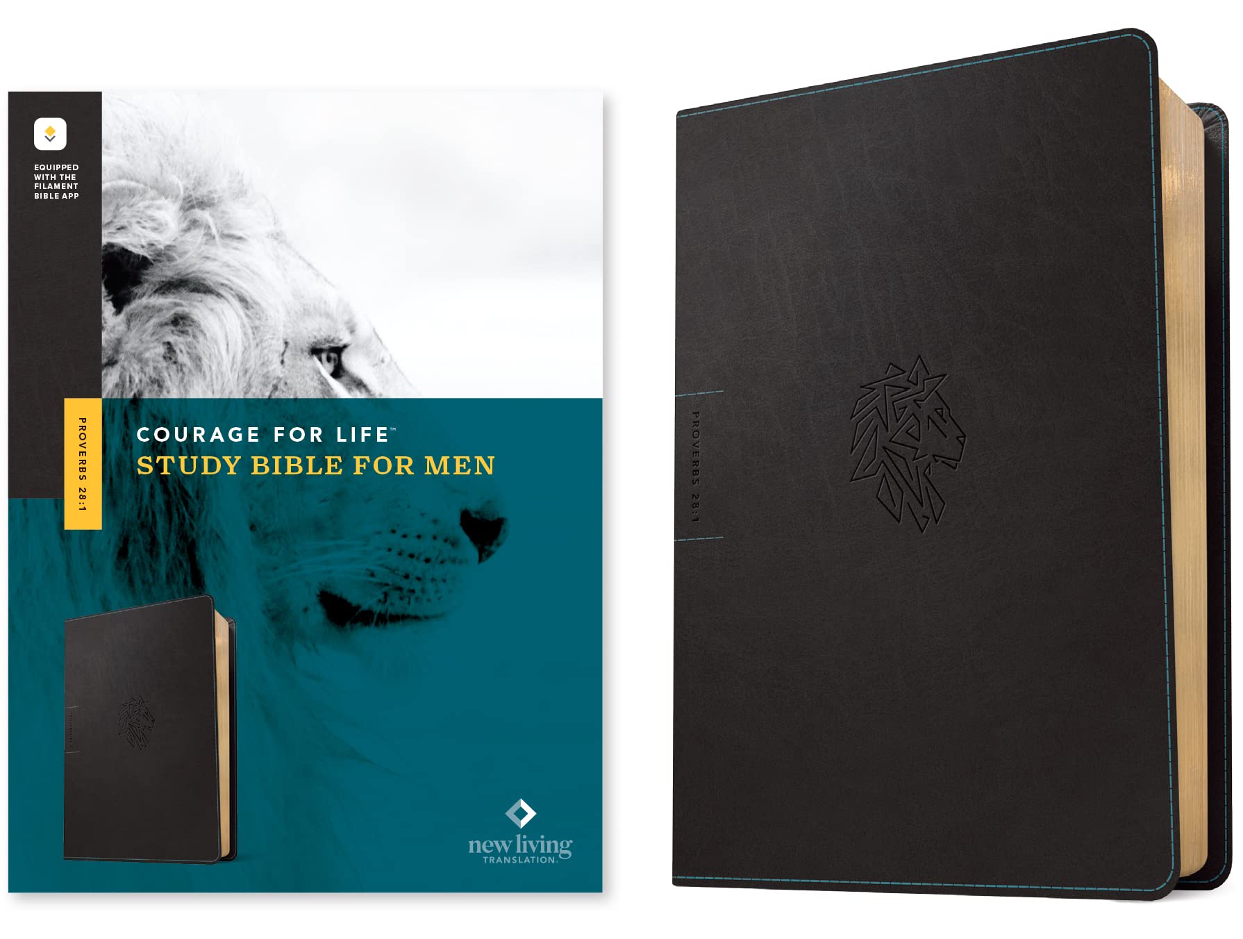 Courage for Life Study Bible for Men: New Living Translation, Onyx Lion, Leatherlike, Illuminated with the Filament Bible App Religion & Esotericism
