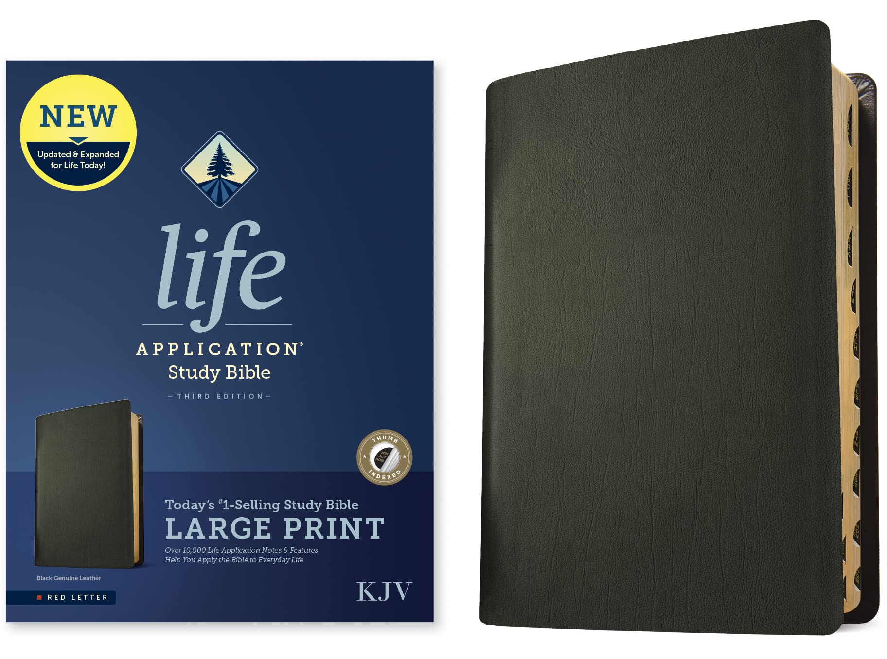 Holy Bible: King James Version, Black, Genuine Leather, Life Application Study, Indexed, Red Letter, With Ribbon Marker Religion & Esotericism
