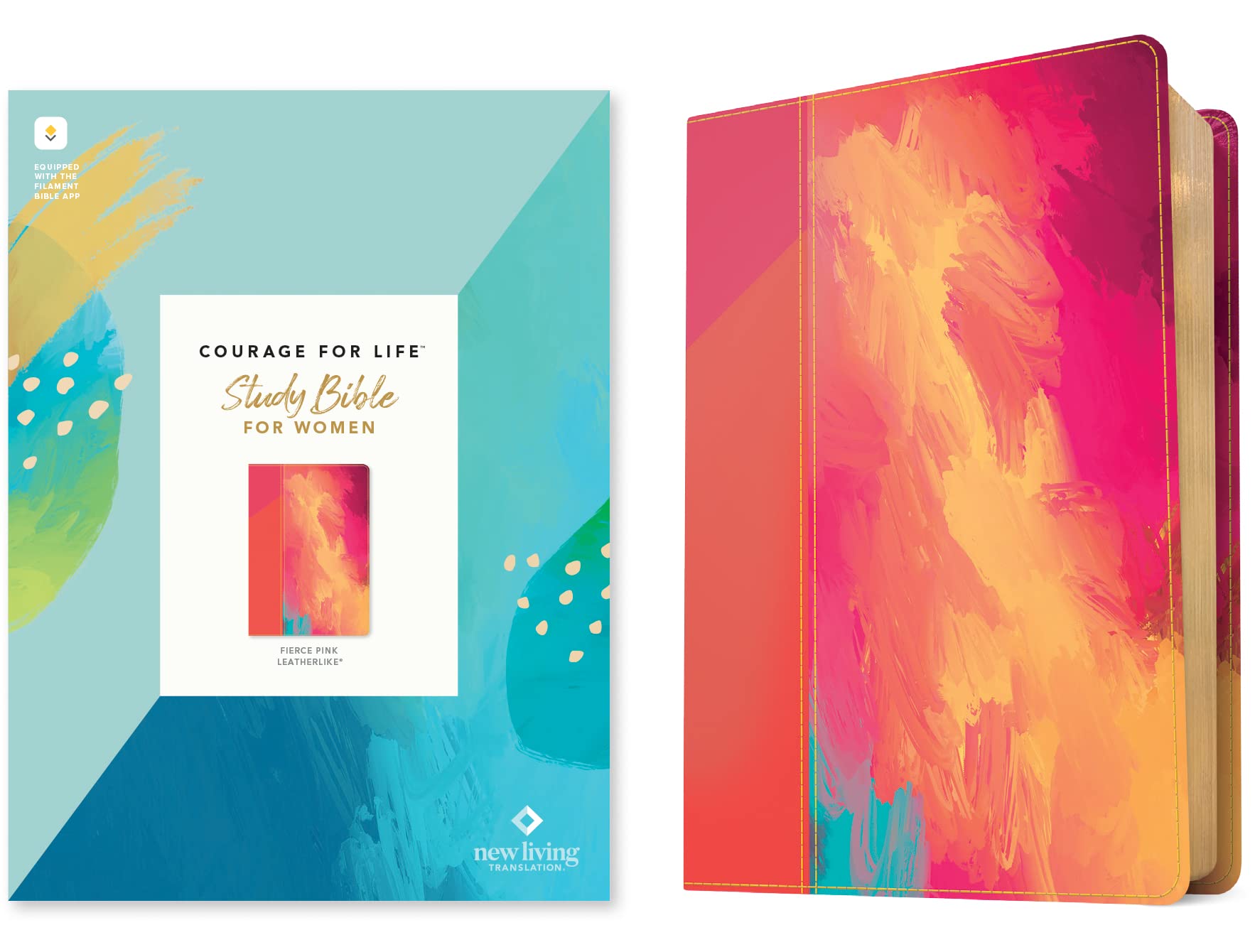 NLT Courage for Life Study Bible for Women, Filament Enabled (Leatherlike, Fierce Pink) Religion & Esotericism