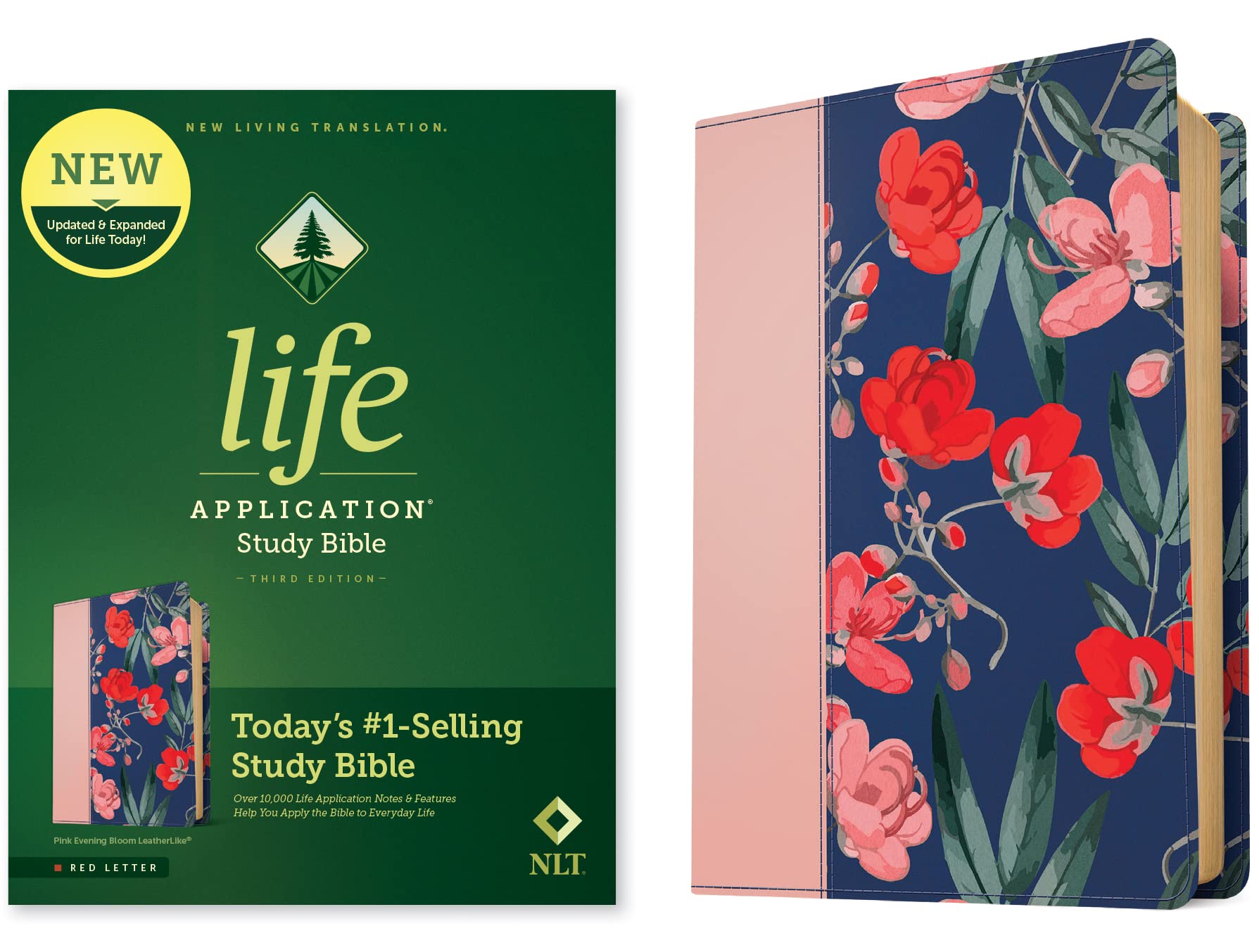 Holy Bible: New Living Translation Life Application Study Bible, Red Letter, Leatherlike, Pink Evening Bloom Religion & Esotericism