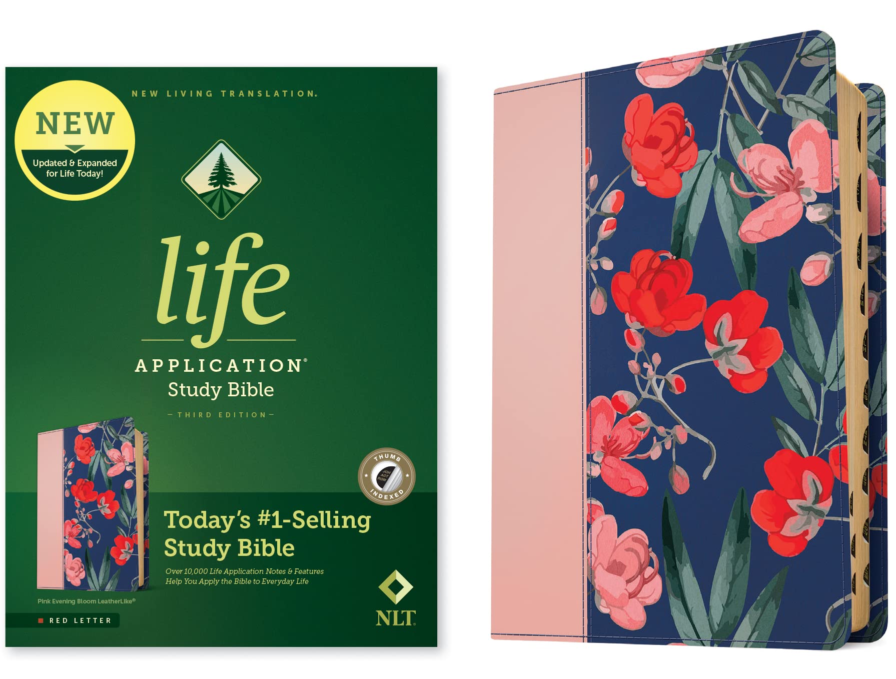 Holy Bible: Nlt Life Application Study Bible - Red Letter, Leatherlike, Pink Evening Bloom, Indexed Religion & Esotericism