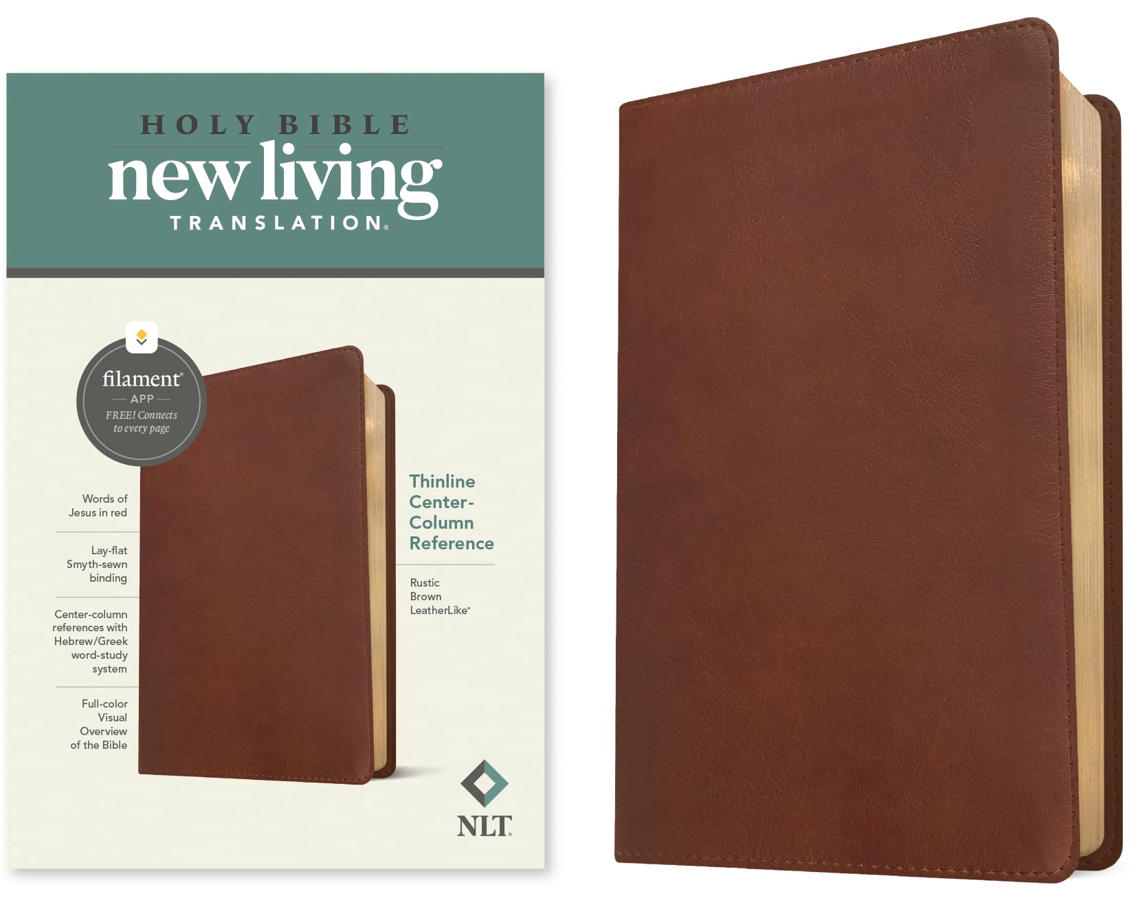 Holy Bible: New Living Translation, Rustic Brown, Leatherlike, Filament Religion & Esotericism