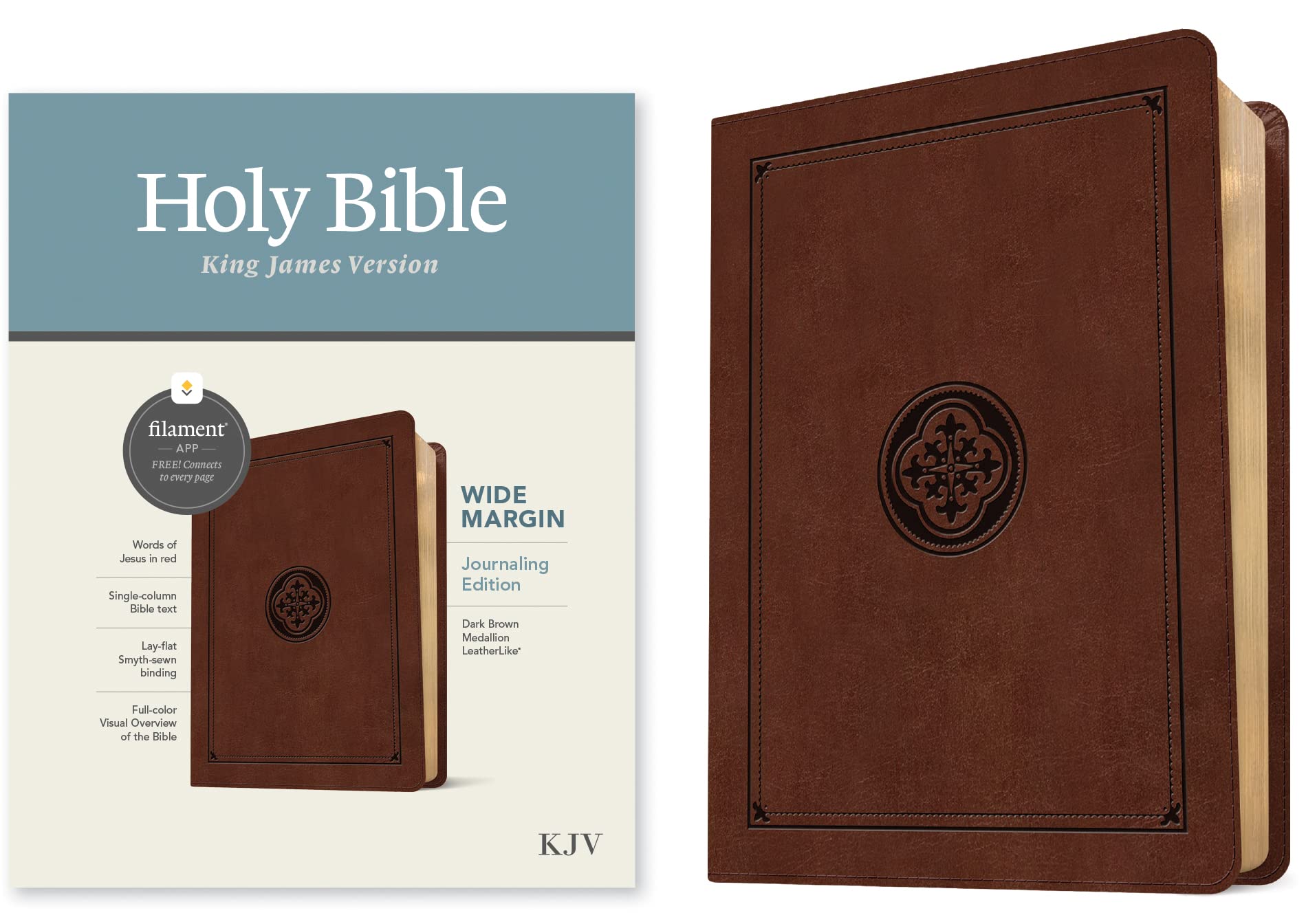 KJV Wide Margin Bible, Filament Enabled (Leatherlike, Dark Brown Medallion, Red Letter) Media & Communication
