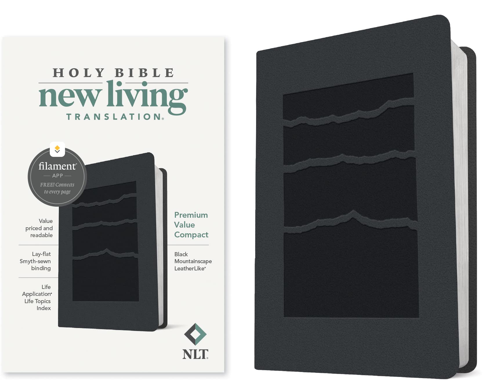 Holy Bible: Nlt Premium Value Compact Bible, Filament Enabled Edition - Leatherlike, Black Mountainscape Religion & Esotericism