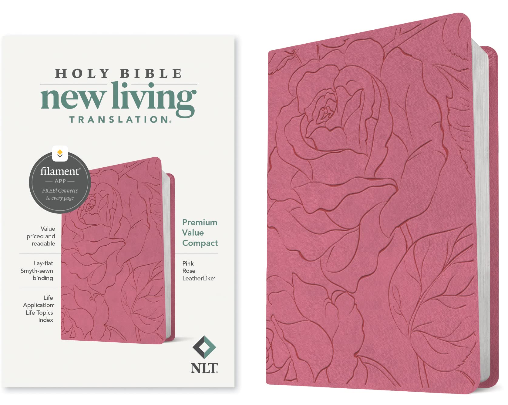 NLT Premium Value Compact Bible, Filament Enabled (Leatherlike, Pink Rose) Religion & Esotericism