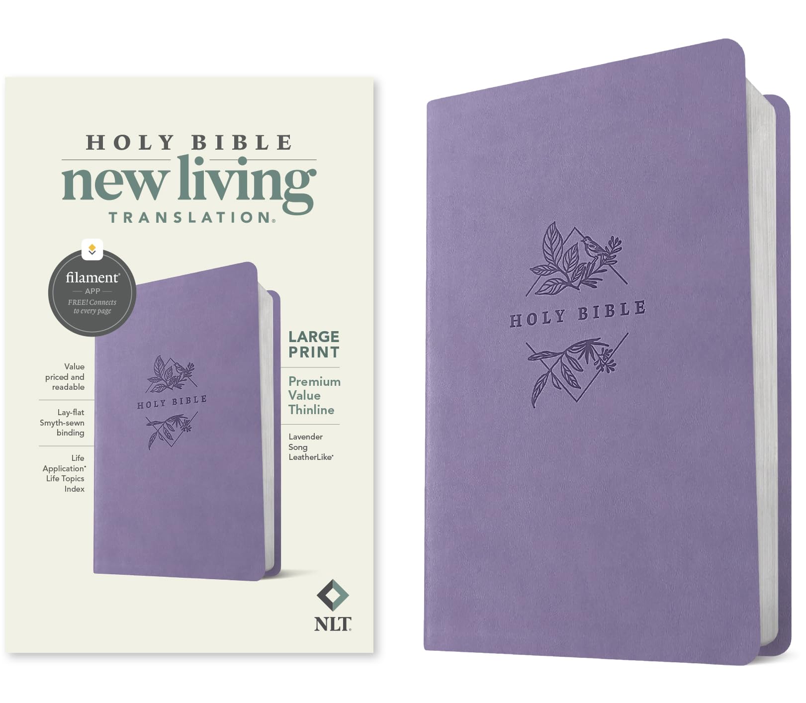 NLT Large Print Premium Value Thinline Bible, Filament Enabled (Leatherlike, Lavender Song) Religion & Esotericism