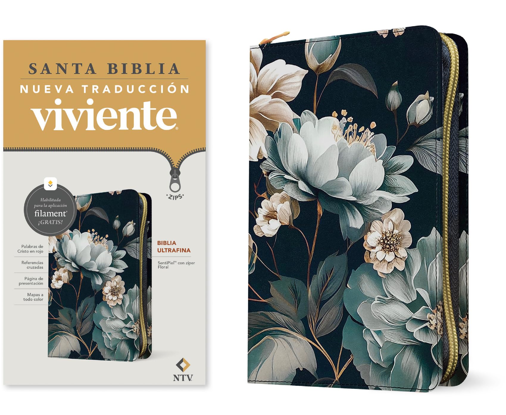 Santa Biblia / Holy Bible: Nueva traduccion viviente, floral, sentipiel, ultrafina, de zíper, con filament, letra roja / New Living Translation, ... Bible, Filament-Enabled Edition, Red Letter Religion & Esotericism