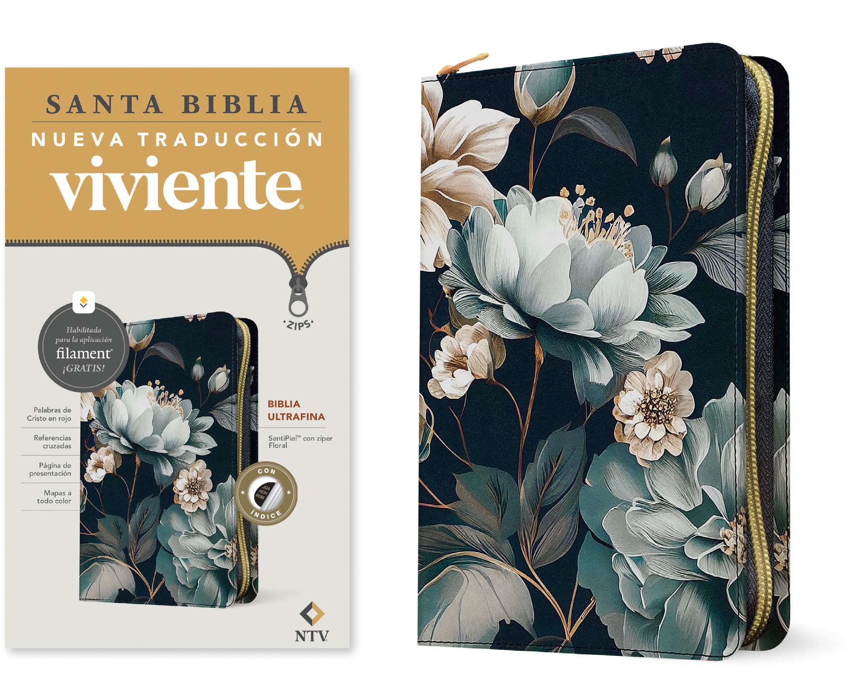 Biblia Ultrafina Ntv de Zíper, Con Filament (Sentipiel, Floral, Índice, Letra Roja) Religion & Esotericism
