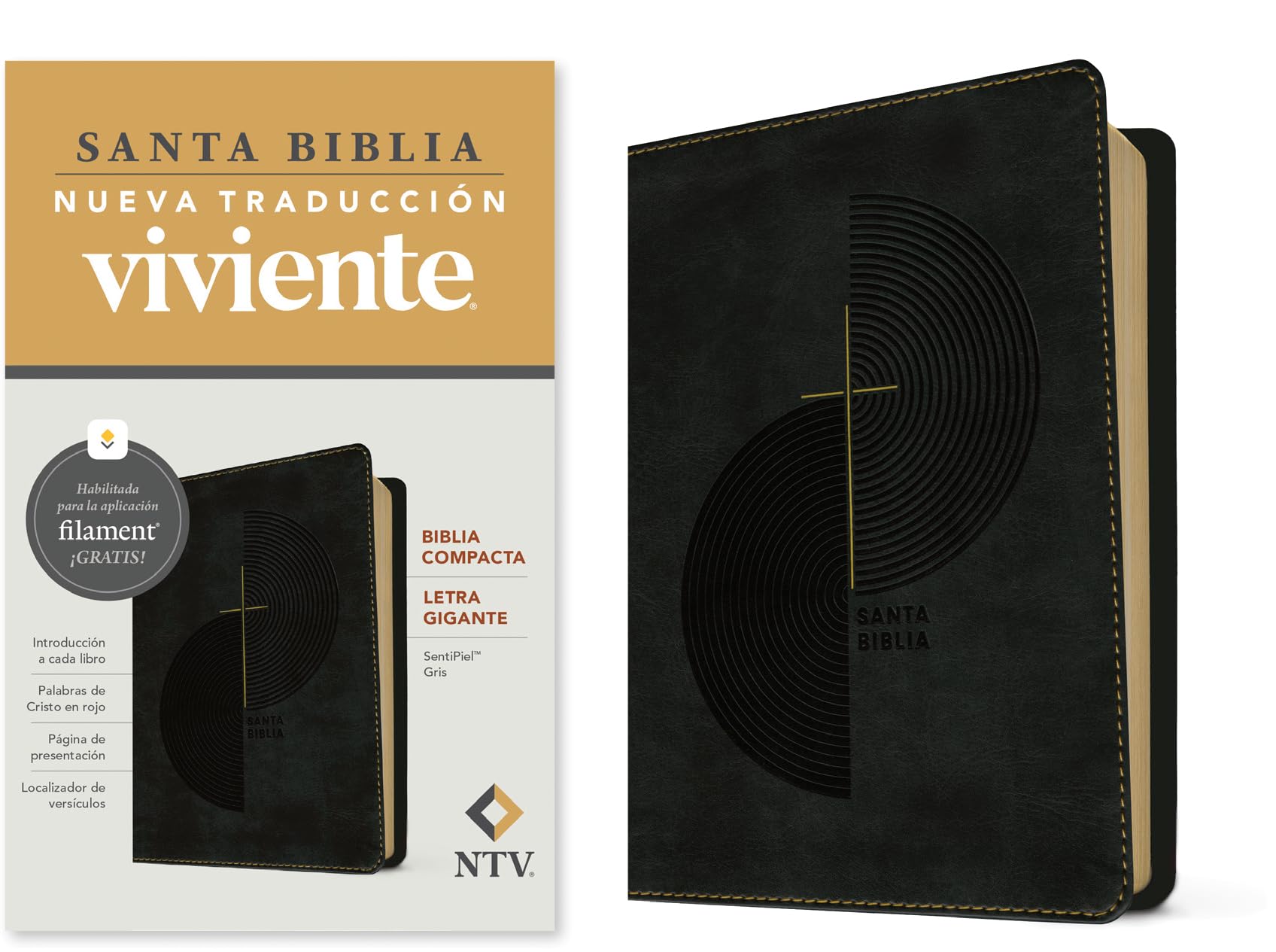 Biblia compacta NTV, letra gigante con Filament: Sentipiel, Gris, Letra Roja With Ribbon Marker Religion & Esotericism