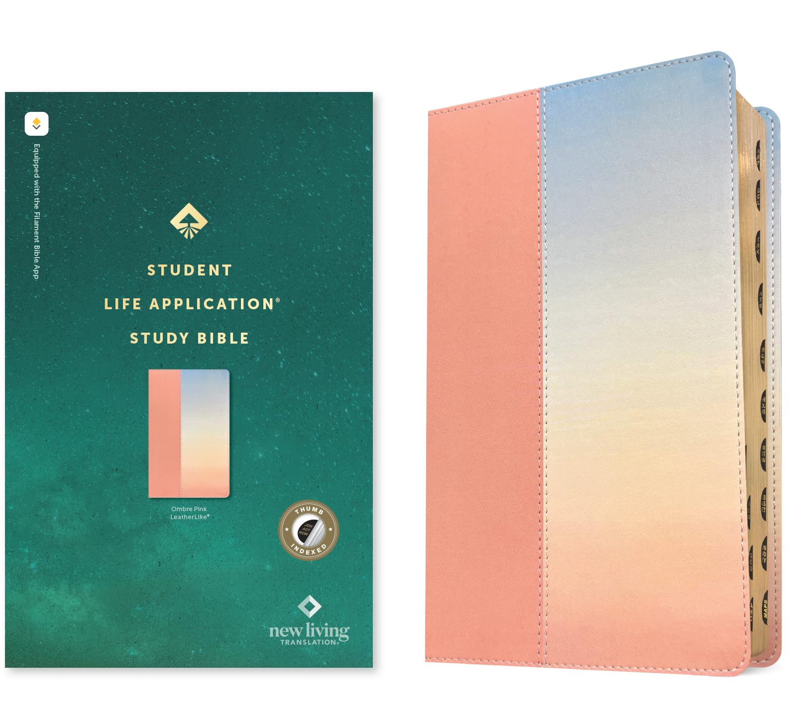 Holy Bible: New Living Translation, Ombre Pink, Leatherlike, Student Life Application Study, Filament Enabled, Indexed, Red Letter With Ribbon Marker Religion & Esotericism