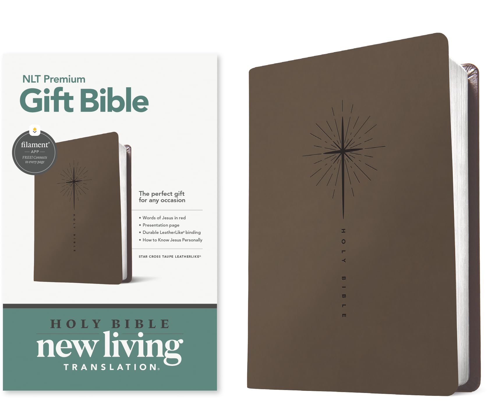 Premium Gift Bible Nlt, Filament Enabled (Leatherlike, Star Cross Taupe, Red Letter): New Living Translation, Star Cross Taupe, Leatherlike, Premium ... Enabled, Red Letter With Ribbon Marker Religion & Esotericism