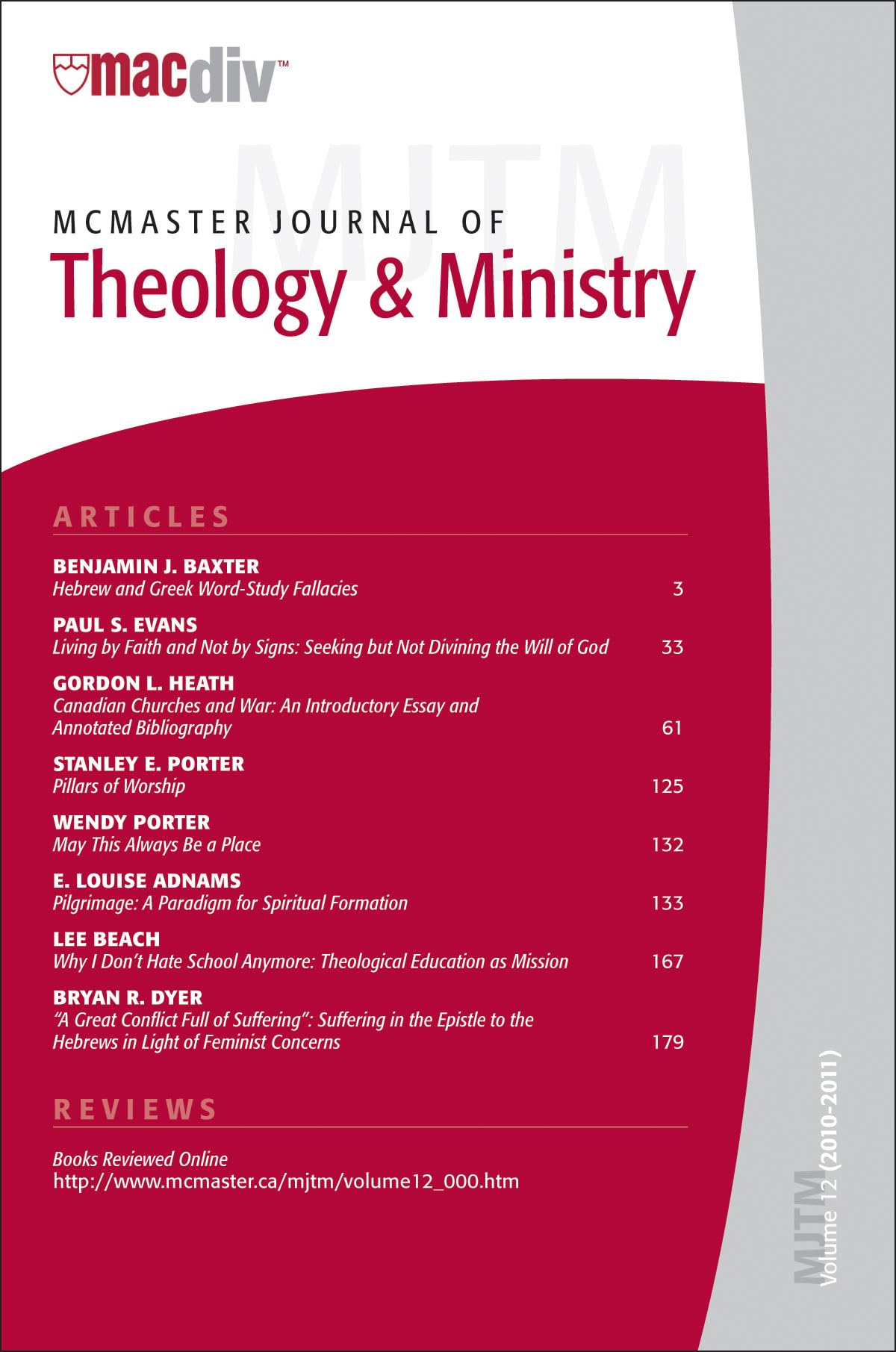 McMaster Journal of Theology and Ministry: Volume 12 Religion & Esotericism