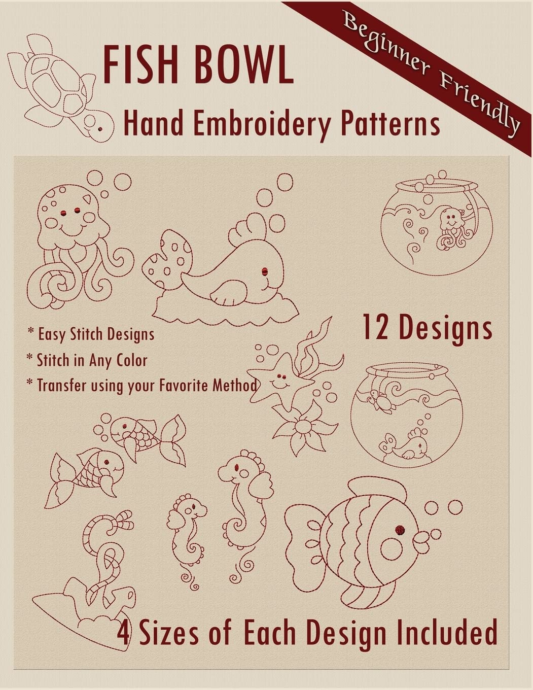 Fish Bowl Hand Embroidery Patterns Hobbies & Crafts