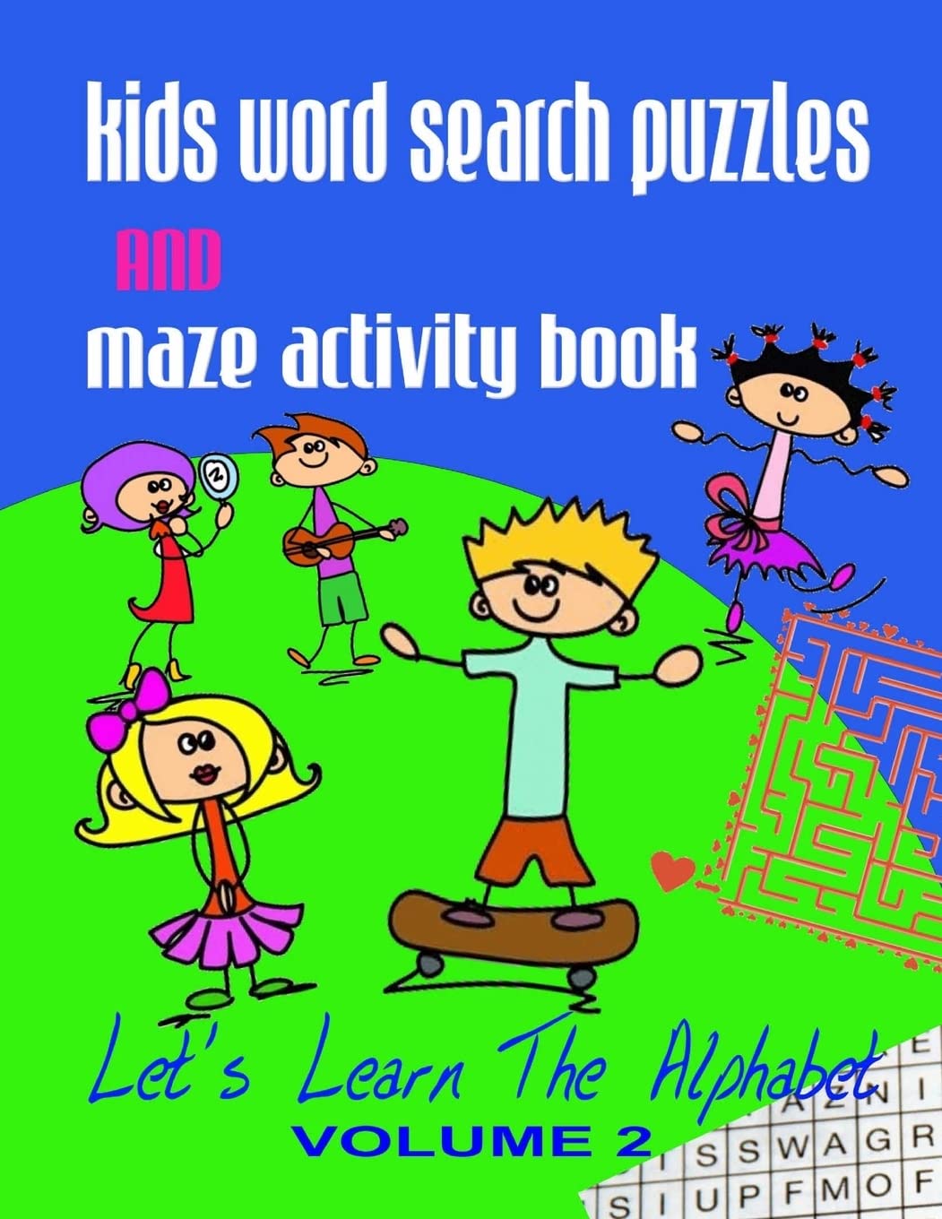 Kids Word Search Puzzles and Maze Activity Book Vol.2: Let's Learn the Alphabet Tiptoi & Games
