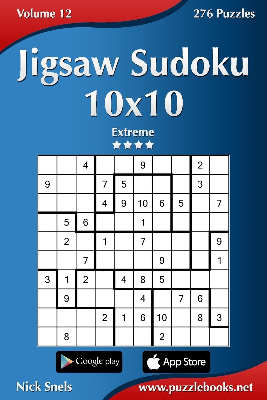 Jigsaw Sudoku 10x10 - Extreme - Volume 12 - 276 Puzzles book