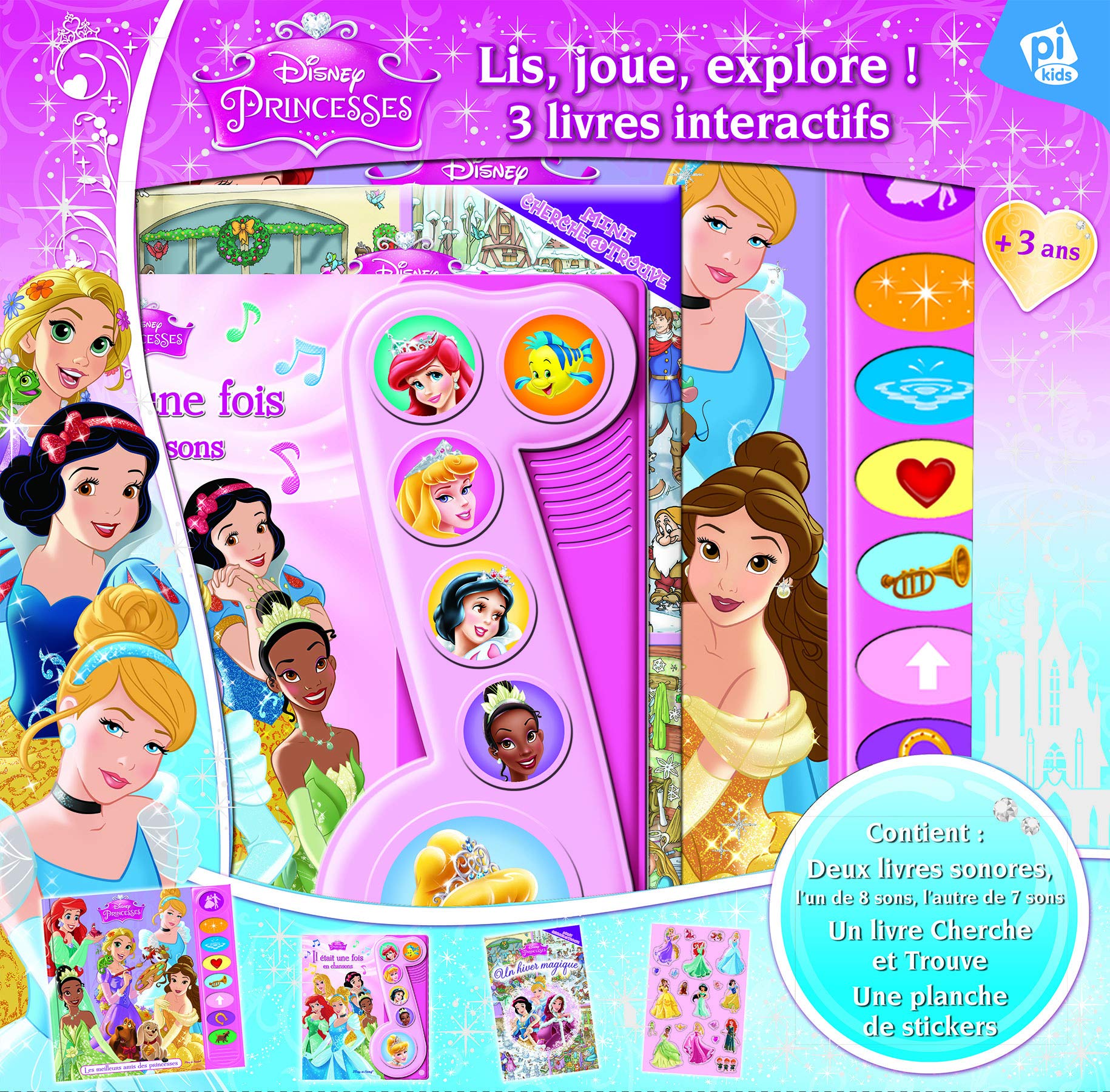 PRINCESSES DISNEY - COFFRET 3 LIVRES AVEC AUTOCOLLANTS: Coffret avec 3 livres et une planche de stickers : Les meilleurs amis des princesses ; Il était une fois en chansons ; Un hiver magique Tiptoi & Games