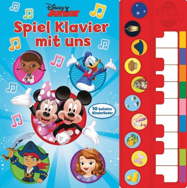 Spiel Klavier mit uns - Disney Junior Liederbuch mit Klaviertastatur - Vor- und Nachspielfunktion - 10 beliebte Kinderlieder - Pappbilderbuch Young adult books
