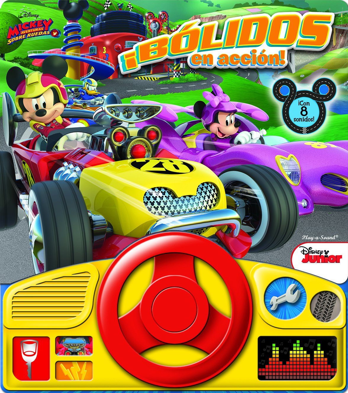 LIBRO CON VOLANTE MICKEY Y LOS SUPERPILOTOS LSWHEEL: BÓLIDOS EN ACCIÓN book