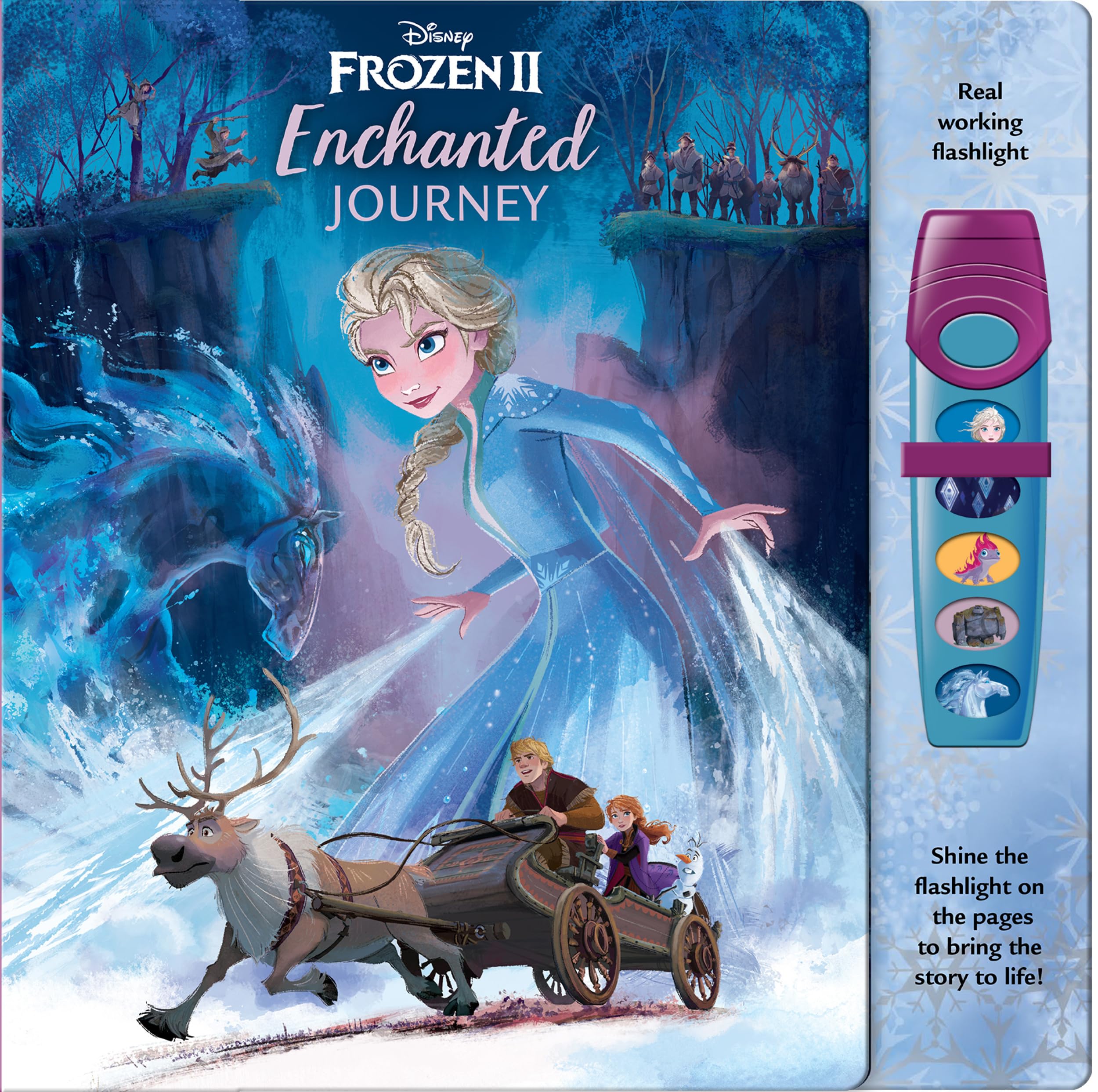Disney Frozen 2 Elsa, Anna, Olaf and More! - Enchanted Journey - Sound Book and Interactive Sound Flashlight Toy Set - PI Kids (Play-A-Sound) book
