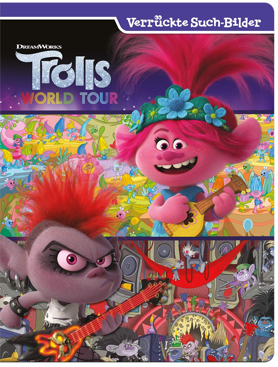 Trolls World Tour- Verrückte Suchbilder - Wimmelbuch mit tollen Lernspielen und Aufgaben - Pappbilderbuch mit 18 Seiten für Kinder ab 18 Monaten Tiptoi & Games