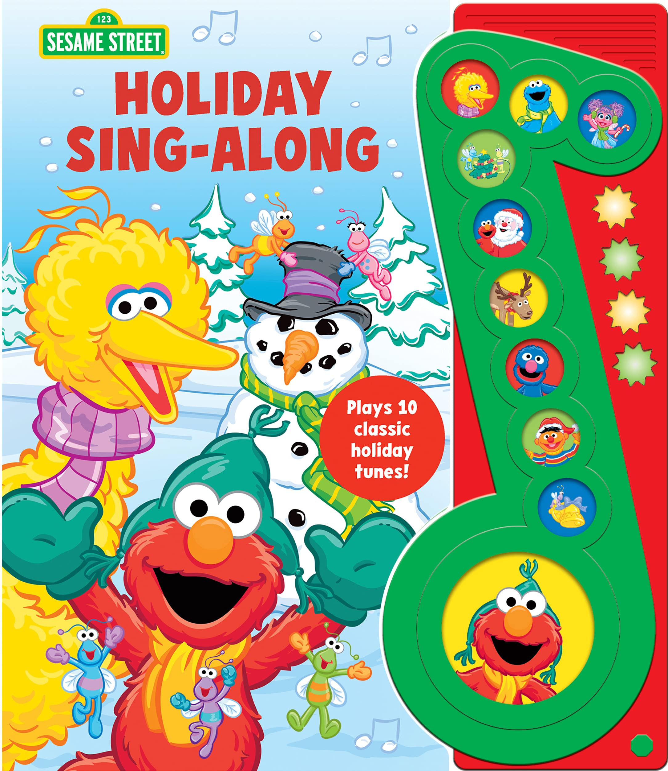 Sesame Street Elmo, Big Bird, and More! Holiday Sing-Along Song Book Little Music Note Deluxe 10-Button Sound Book PI Kids Books