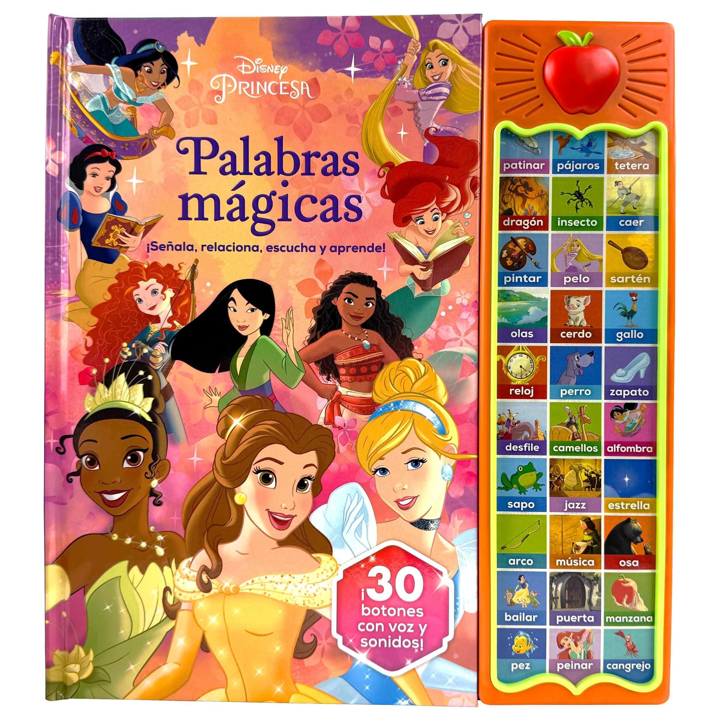 PALABRAS MÁGICAS DISNEY PRINCESAS 30 BOTONES CON SONIDO: 30 BOTONES CON VOZ Y SONIDO book
