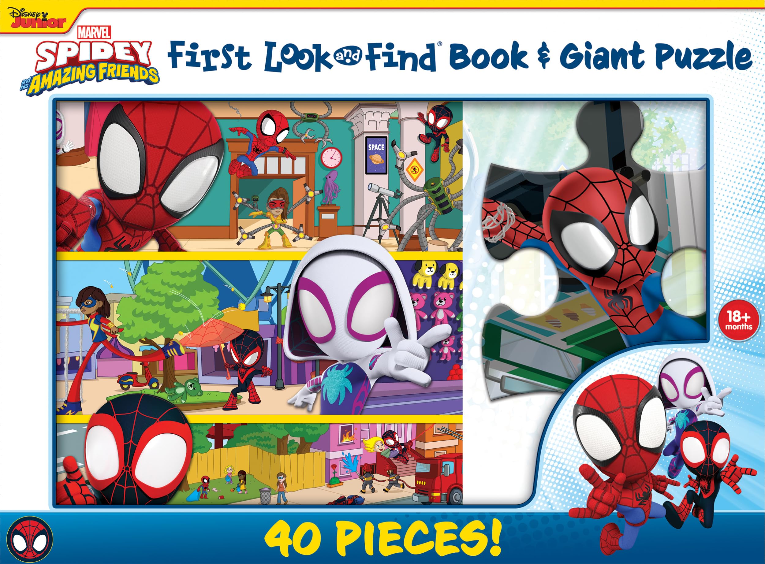 Disney Junior Mavel Spidy & His Amazing Friends First Look & Find Book & Giant Puzzle Non-fiction