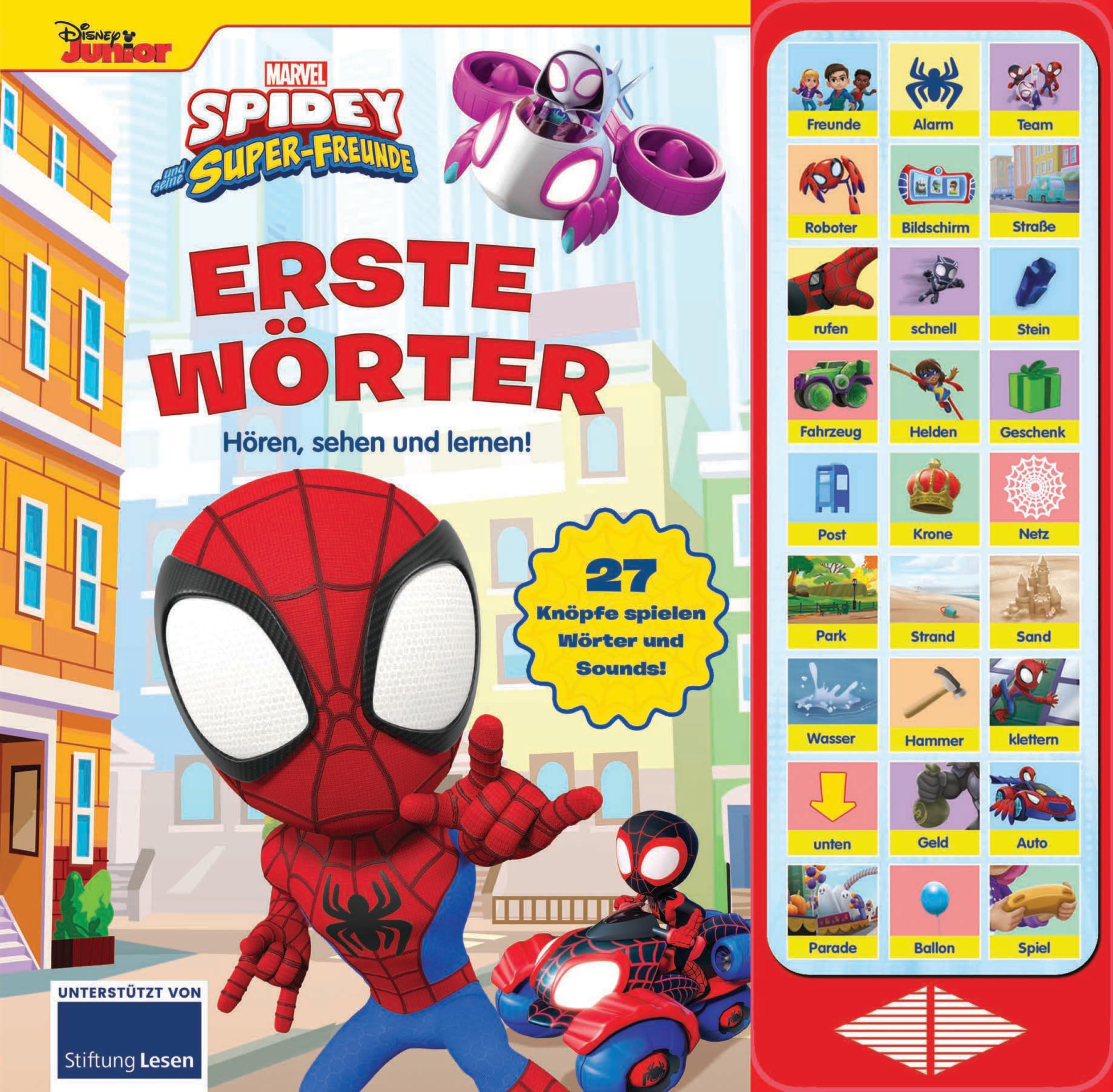 Spidey und seine Superfreunde - Erste Wörter - 27-Button-Soundbuch - Hardcover-Buch mit 27 Geräuschen - MARVEL Tiptoi & Games