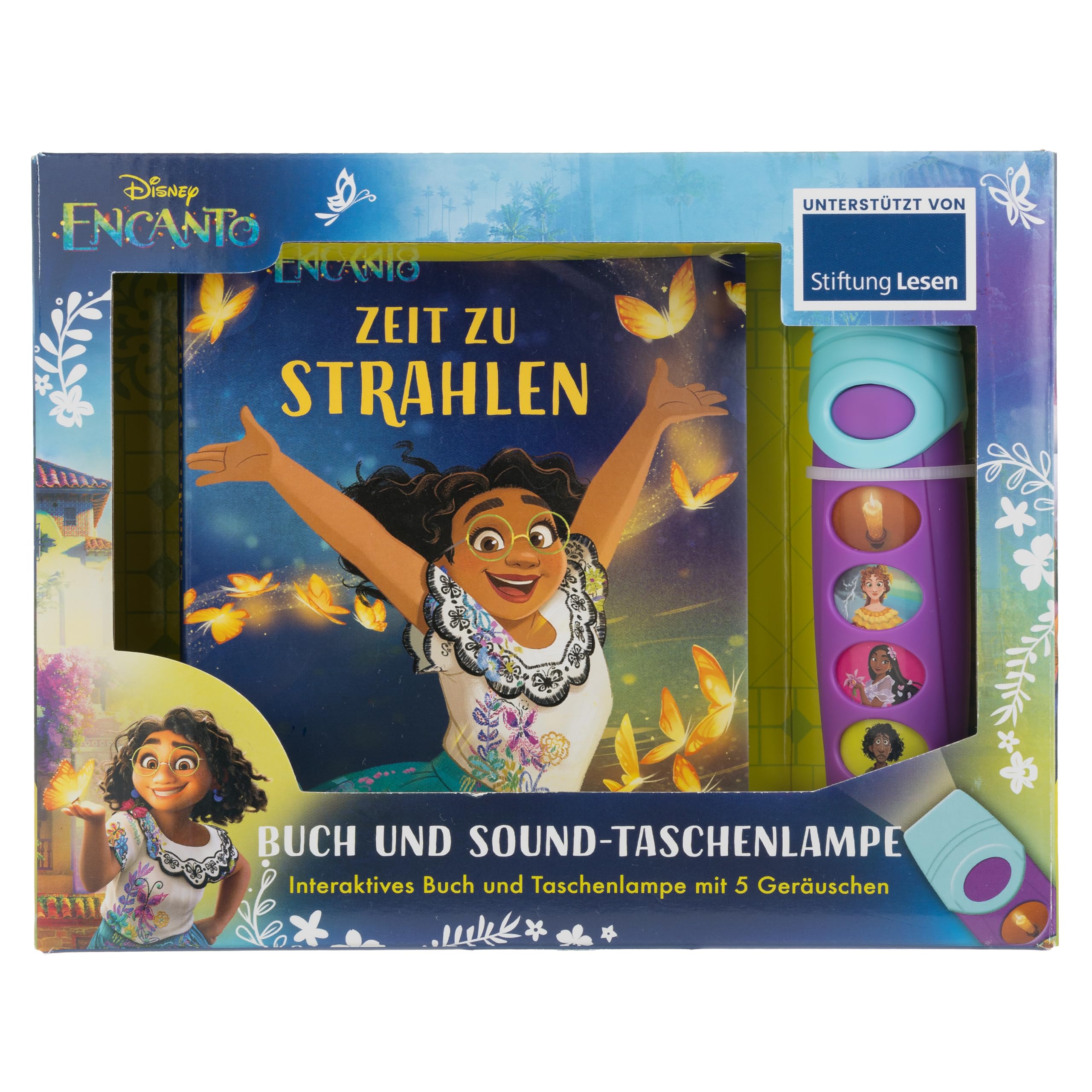 Disney Encanto - Zeit zu strahlen - Pappbilderbuch mit Taschenlampe und Glitzerseiten - Bilderbuch mit 5 magischen Geräuschen Tiptoi & Games