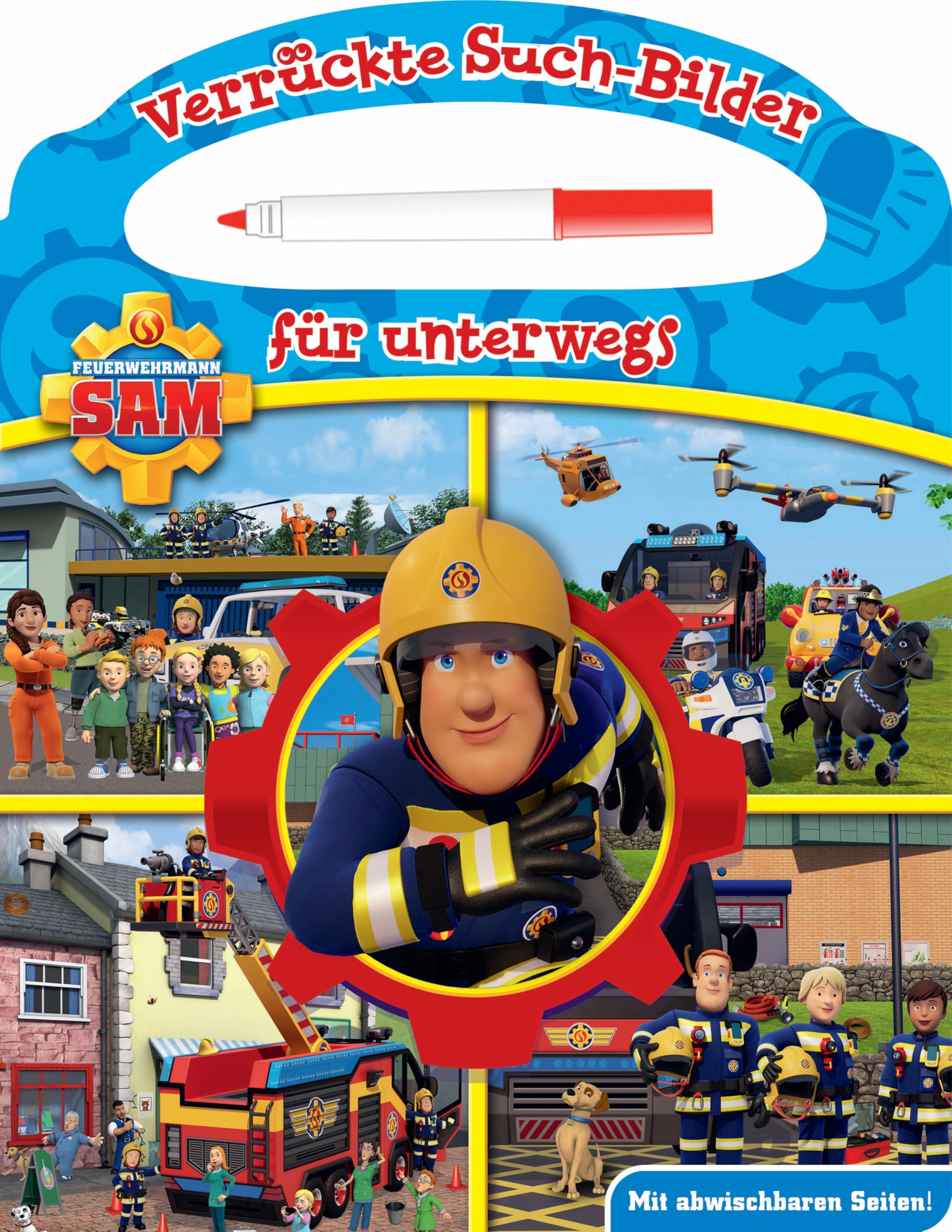 Feuerwehrmann Sam - Verrückte Such-Bilder für unterwegs - Wimmelbuch - Pappbilderbuch mit Stift und abwischbaren Seiten ab 3 Jahren Tiptoi & Games