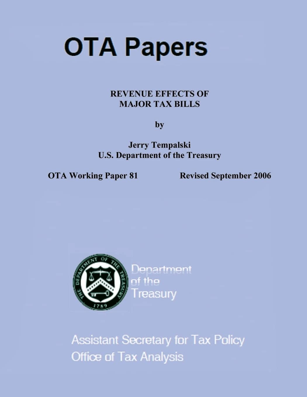 Revenue Effects of Major Tax Bills Business, Finance & Career