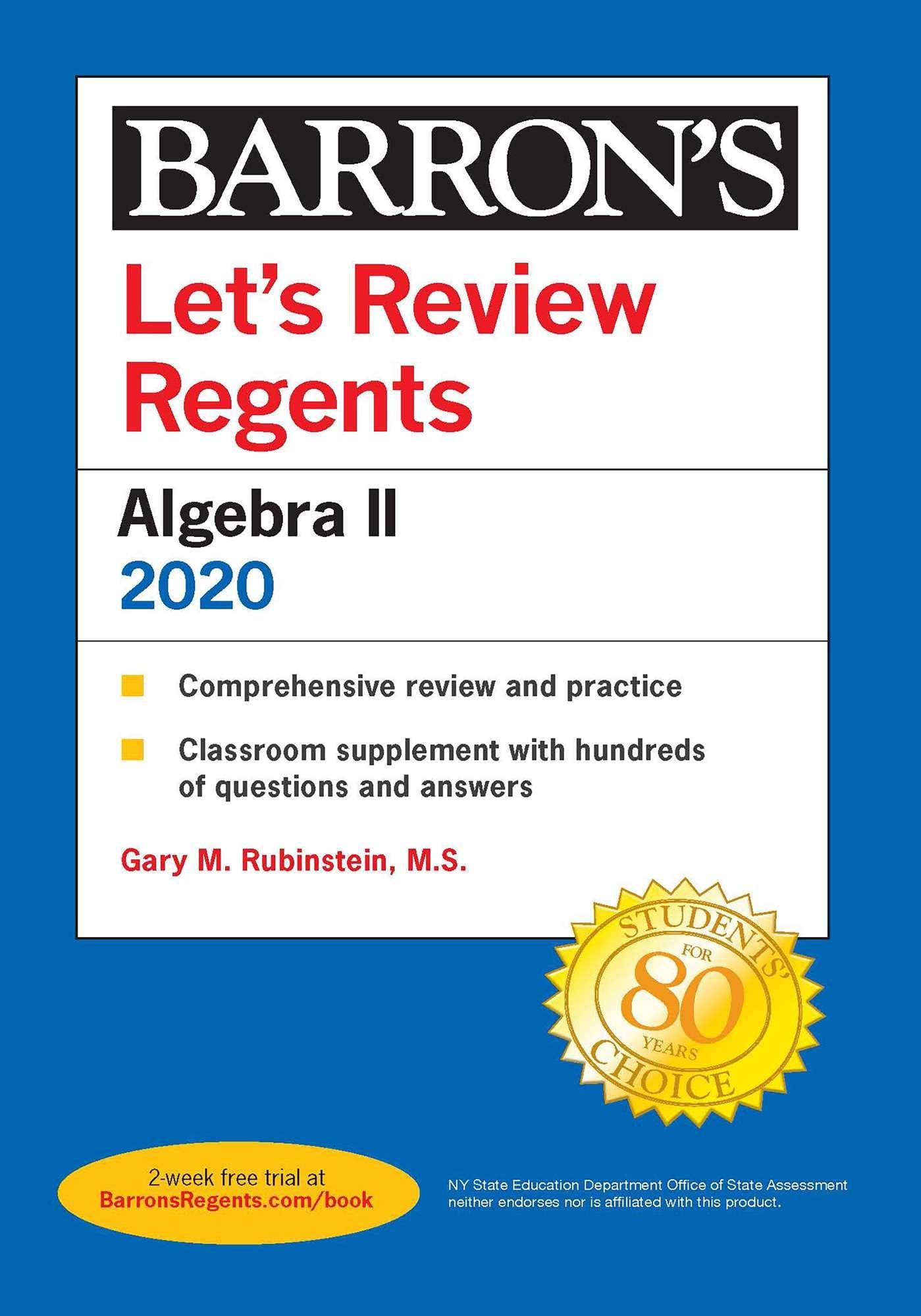 Let's Review Regents: Algebra II 2020 (Barron's Regents NY) Mathematics