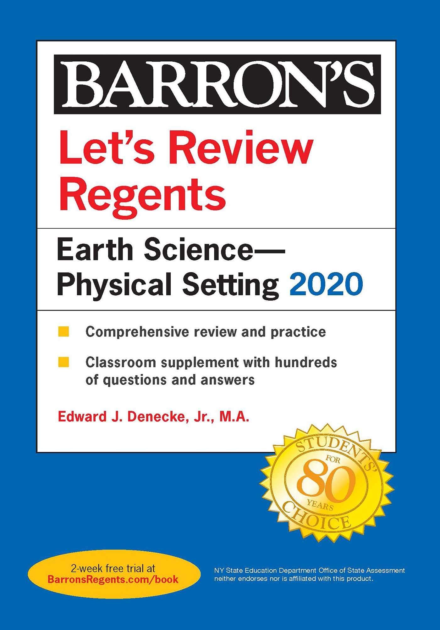 Let's Review Regents: Earth Science--Physical Setting 2020 (Barron's Regents NY) Study Guides