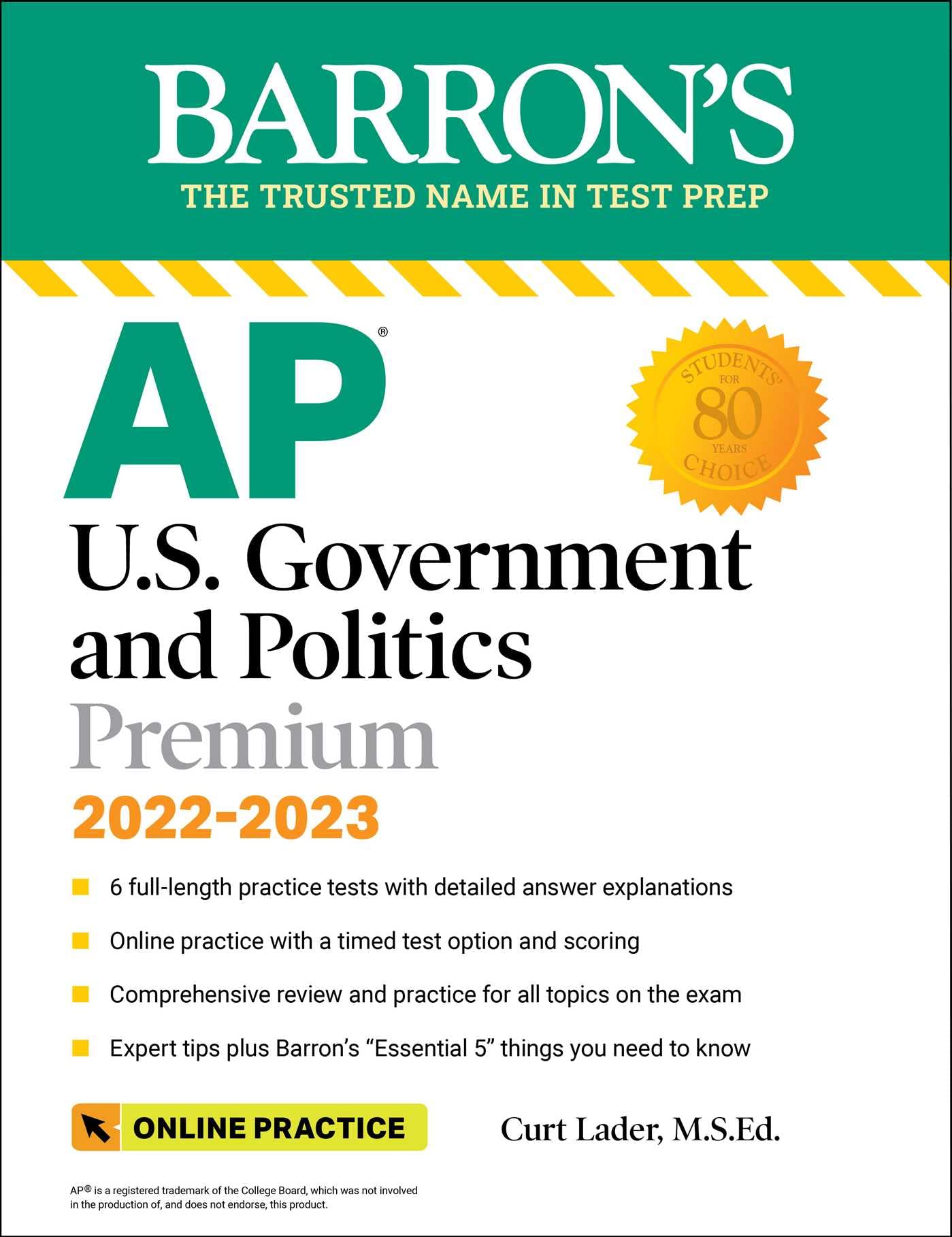 AP U.S. Government and Politics Premium, 2022-2023: Comprehensive Review with 6 Practice Tests + an Online Timed Test Option: Premium 2022-2023: With Online Practice (Barron's AP) Social Sciences