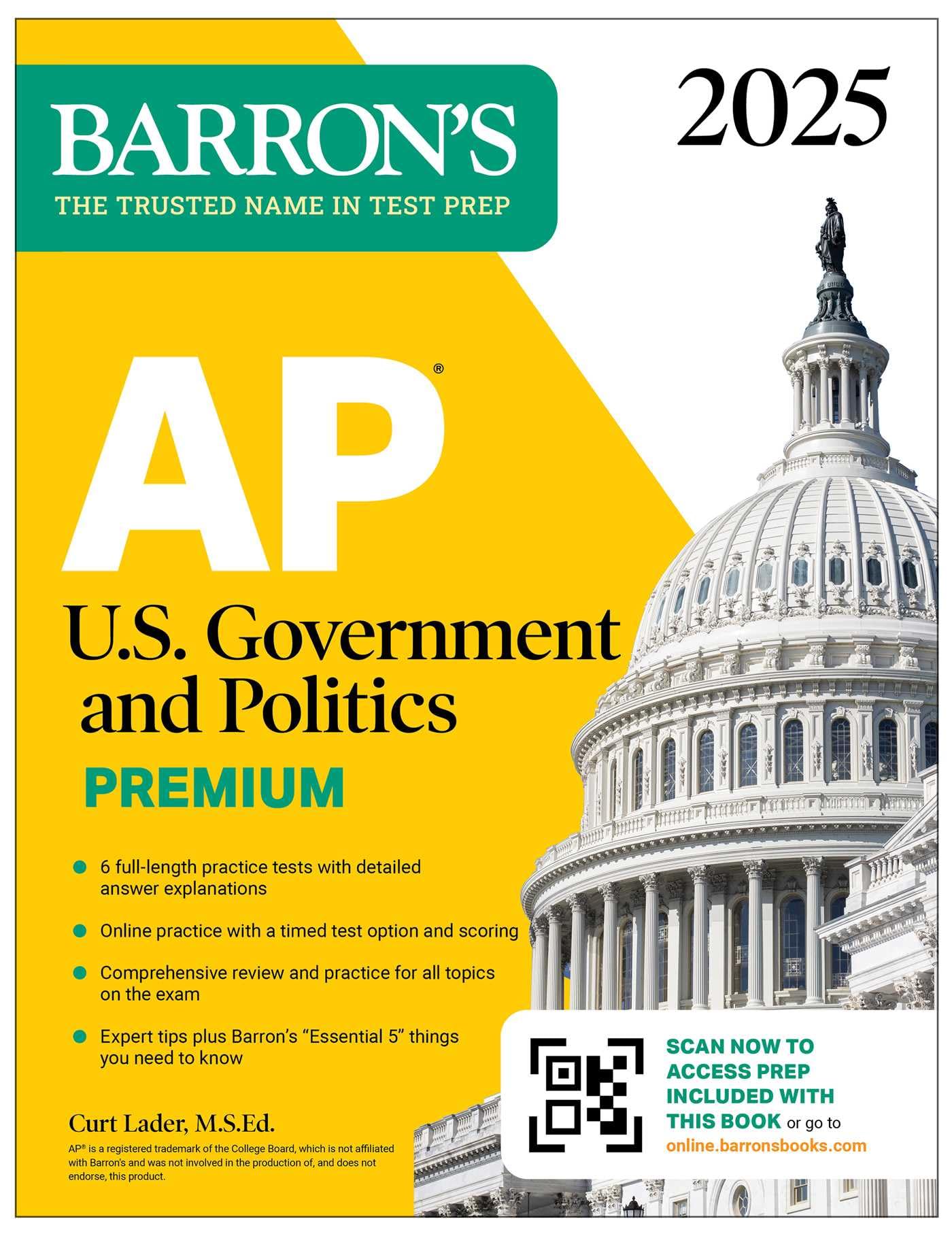 AP U.S. Government and Politics Premium, 2025: Prep Book with 6 Practice Tests + Comprehensive Review + Online Practice (Barron's AP Prep) Social Sciences