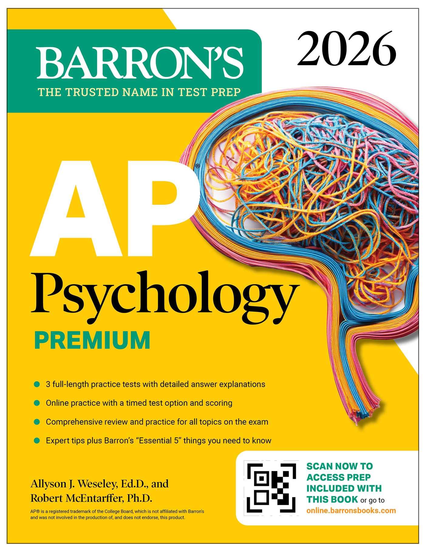 AP Psychology Premium, 2026: Prep Book with 3 Practice Tests + Comprehensive Review + Online Practice (Barron's AP Prep) Learning & Reference