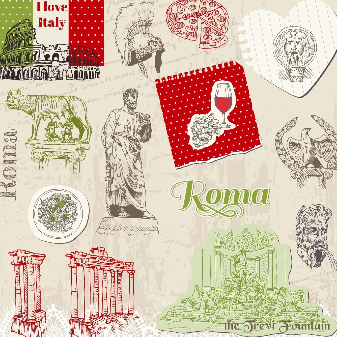 Roma: Travel Scrapbook and Memory Journal with Photo Pages-Full Color Books